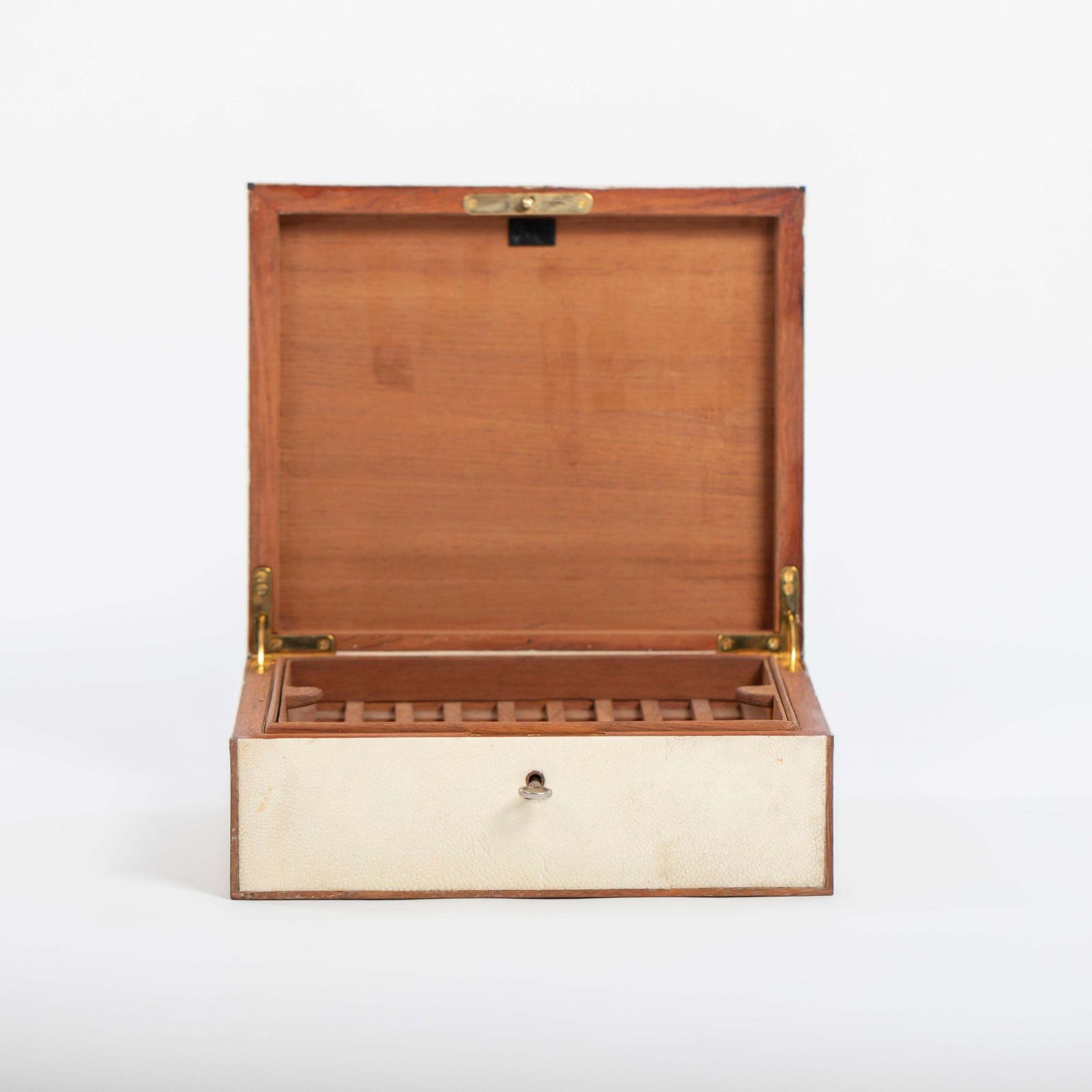 French Art Déco Rectangular Galuchat Leather Box For Cigars Etc. From The 1940s photo vinterior
