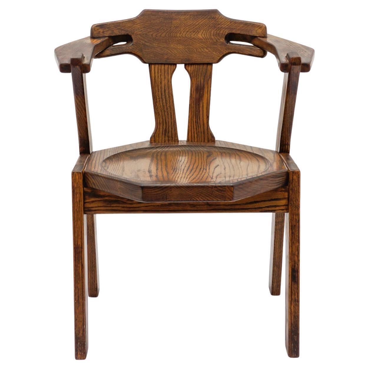 French Provincial Oak Chair, 1960s Mid Century Modern