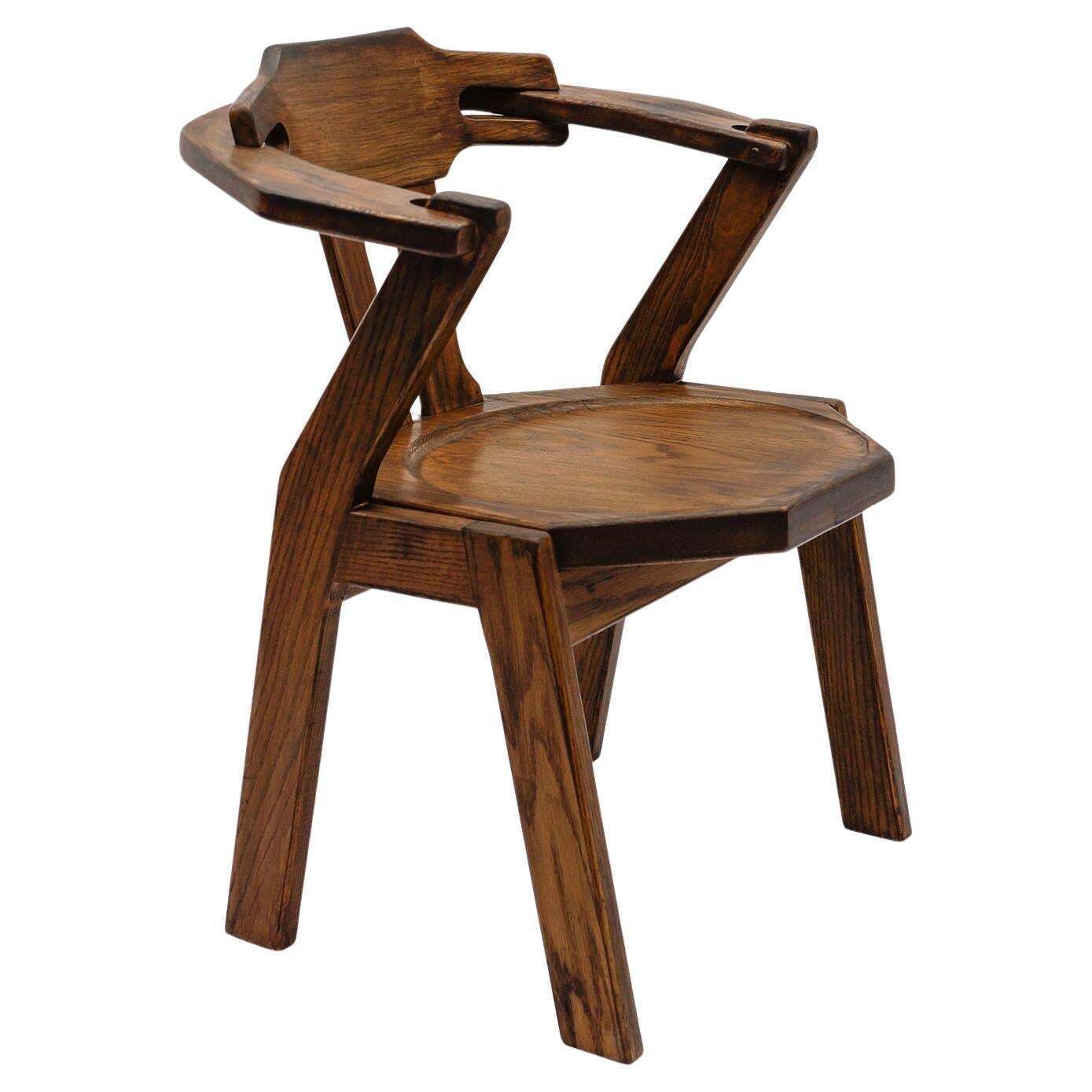 French Provincial Oak Chair, 1960s Mid Century Modern