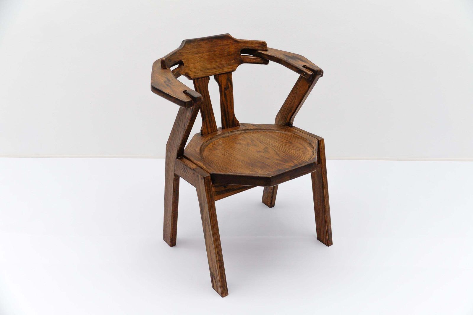 French Provincial Oak Chair, 1960s Mid Century Modern photo vintage