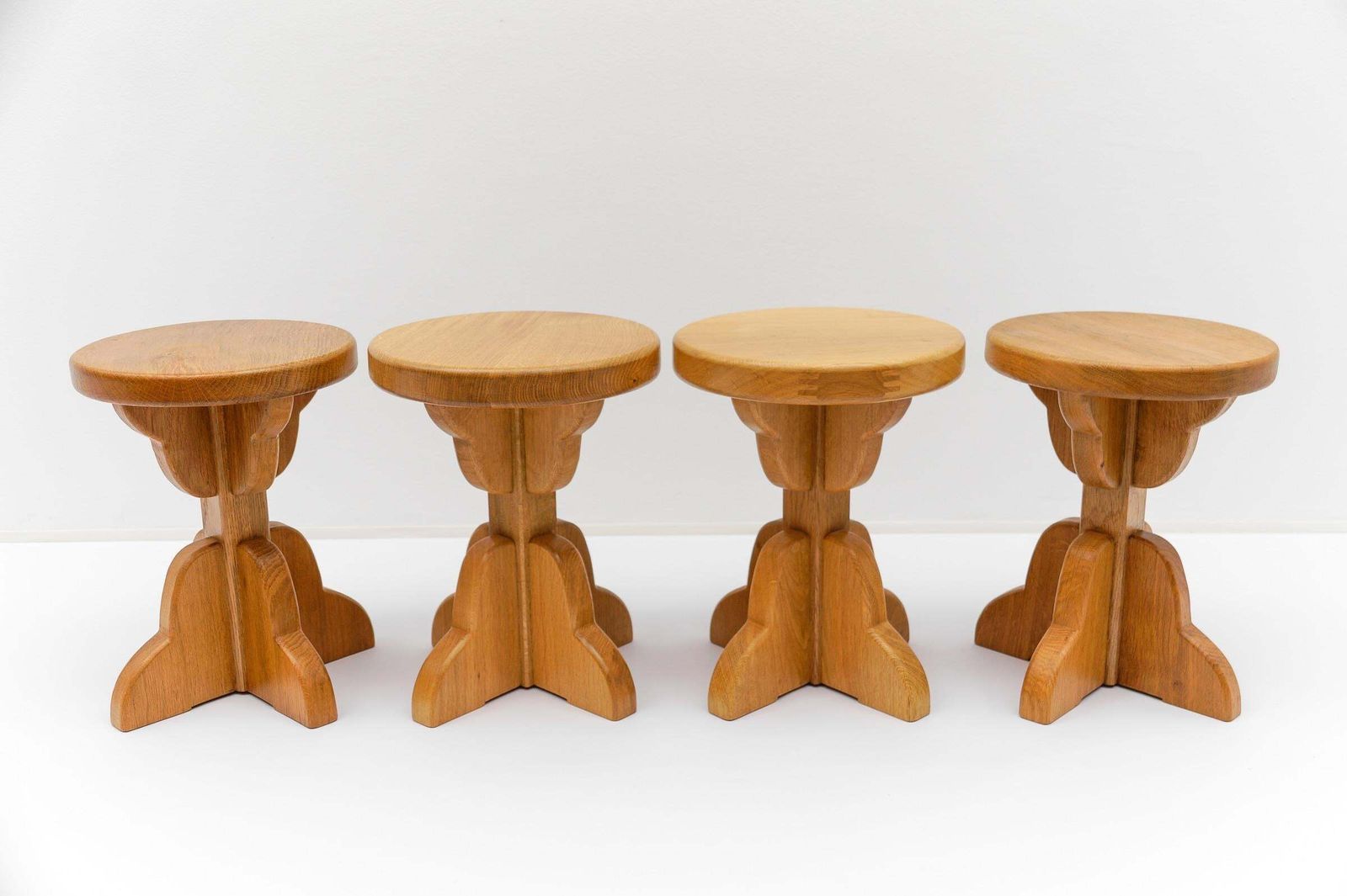 Pair Of Mid Century Modern Oak Stools, 1960s France photo buy