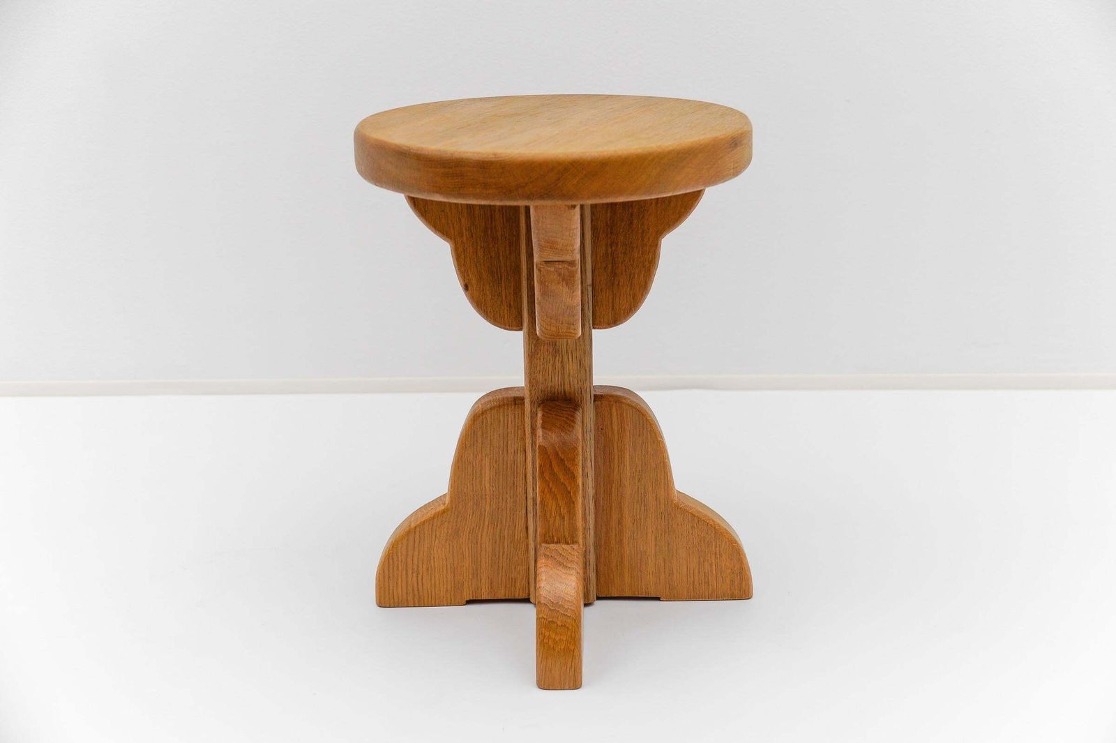 Pair Of French Mid Century Modern Oak Stools, 1960s photo vinterior
