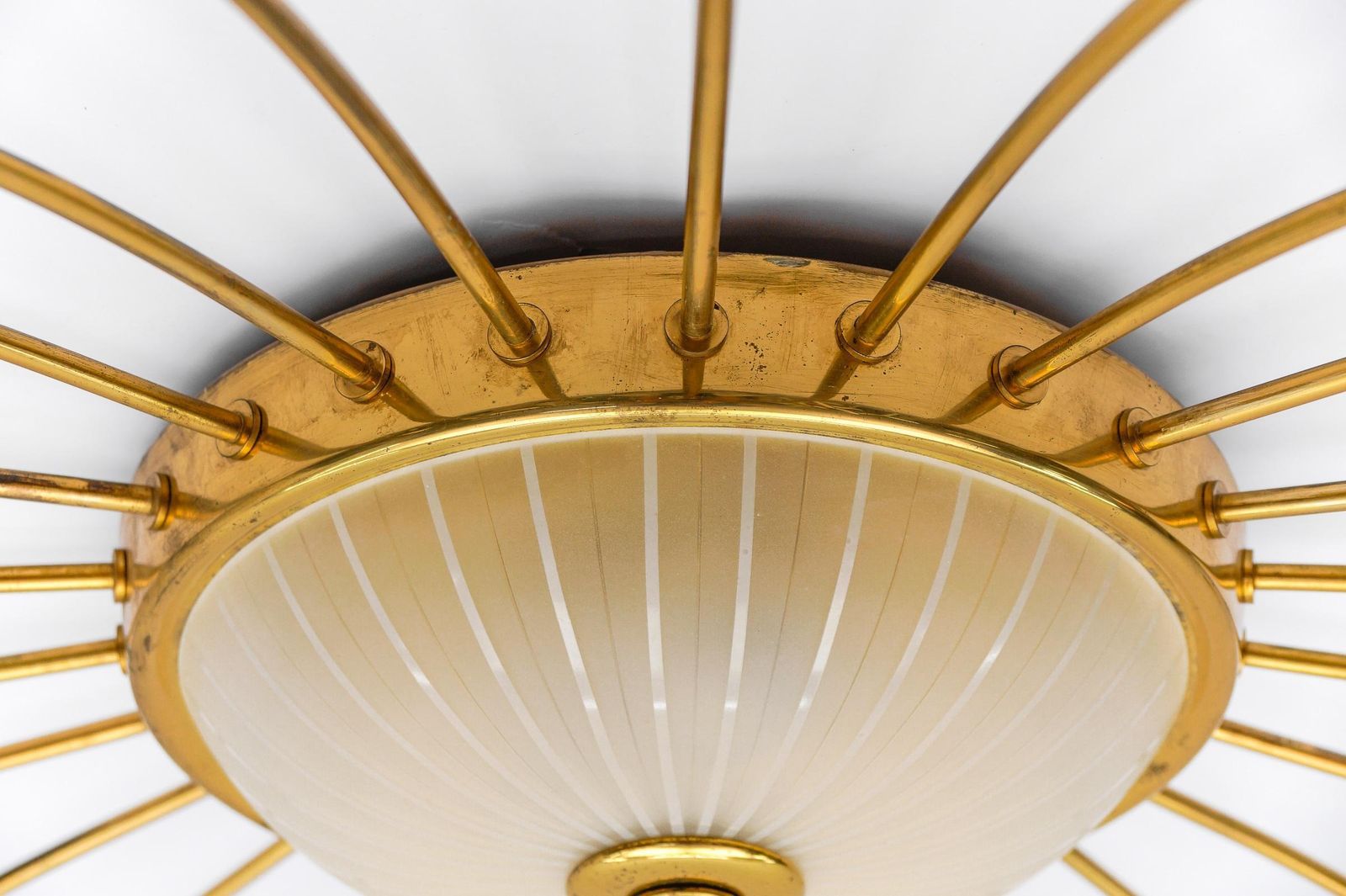 photo buy Large Mid Century Modern 12 Arm Brass And Glass Sputnik Lamp, Germany, 1950s