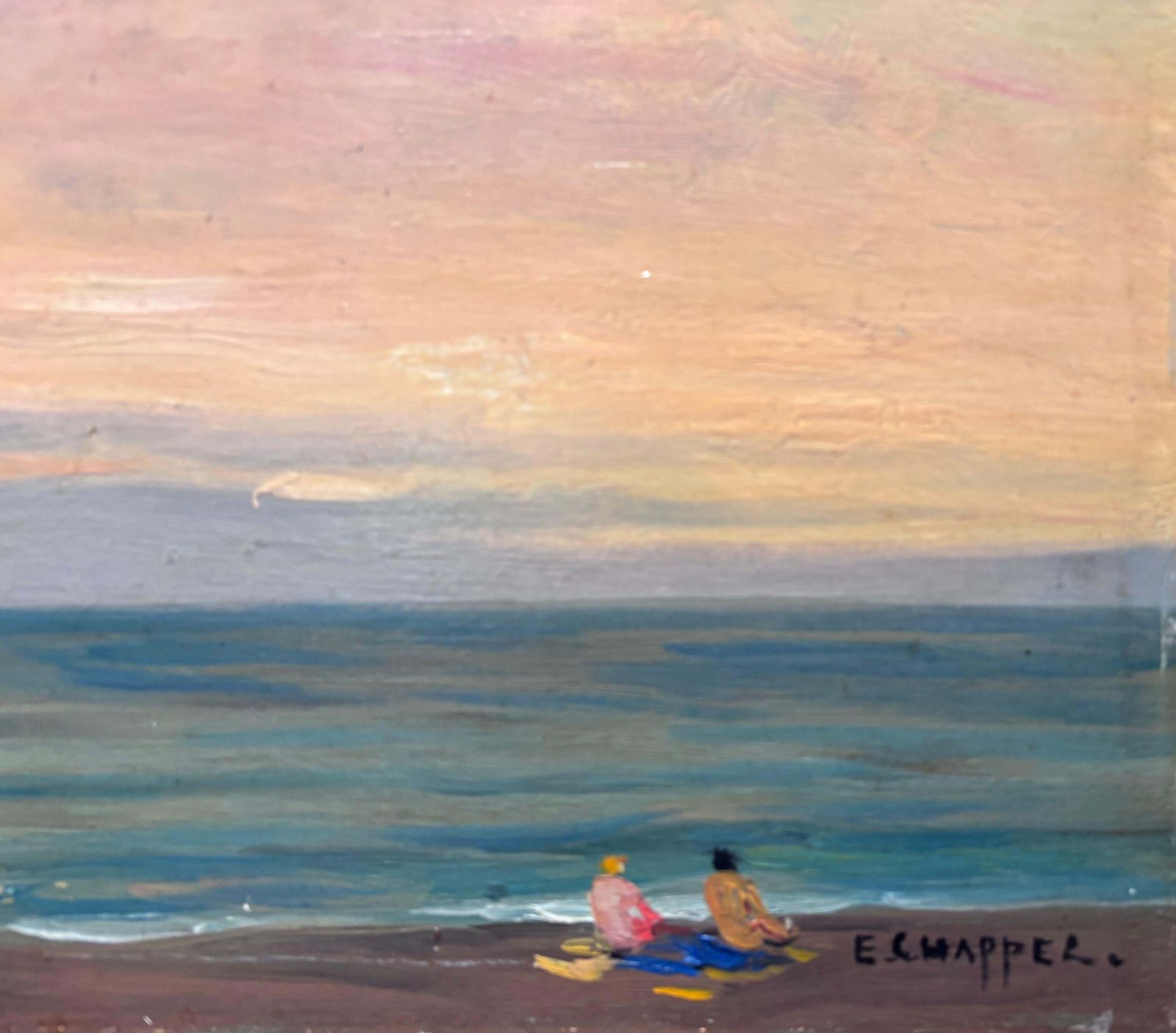 Edouard Chappel"Marina "  Cm. 41 X 33 Olio Su Tavola 1930 Ca1930 photo for sale