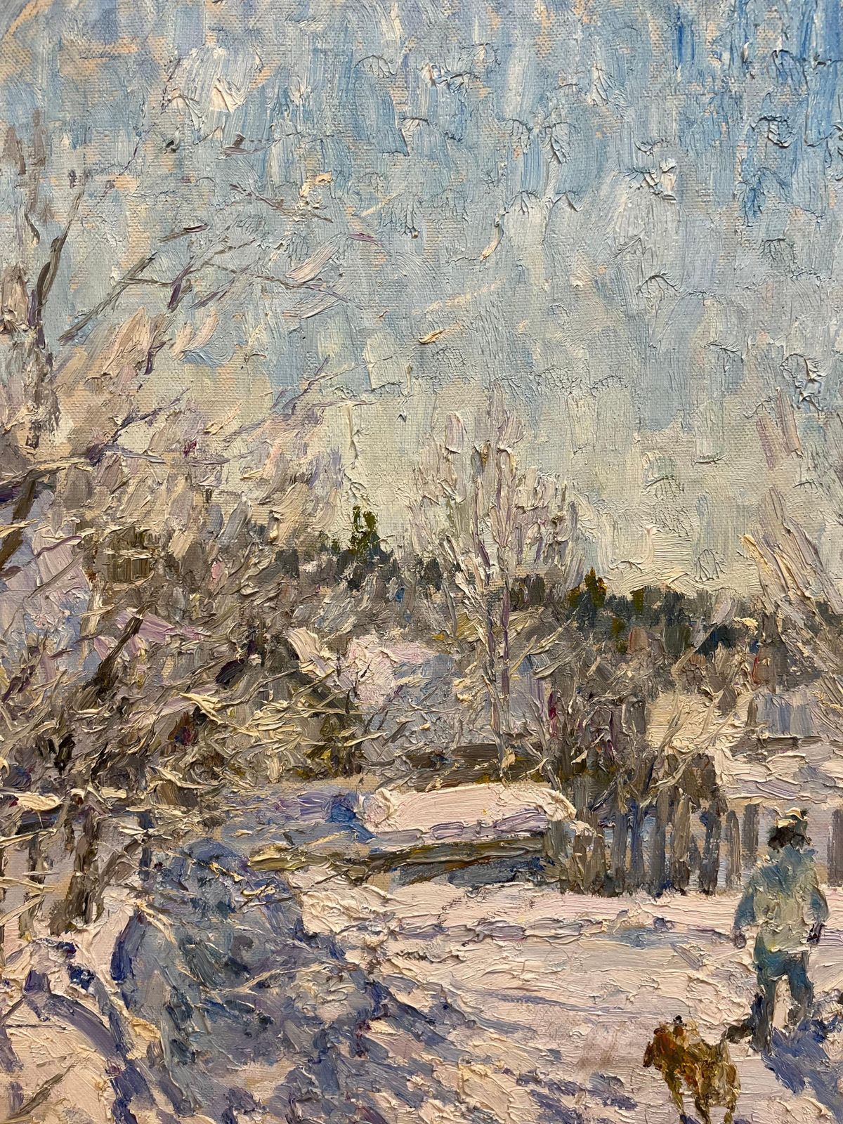 Georgij Moroz"First Sun" Cm. 98 X 90 Oil, Snow, Winter2001 photo Art