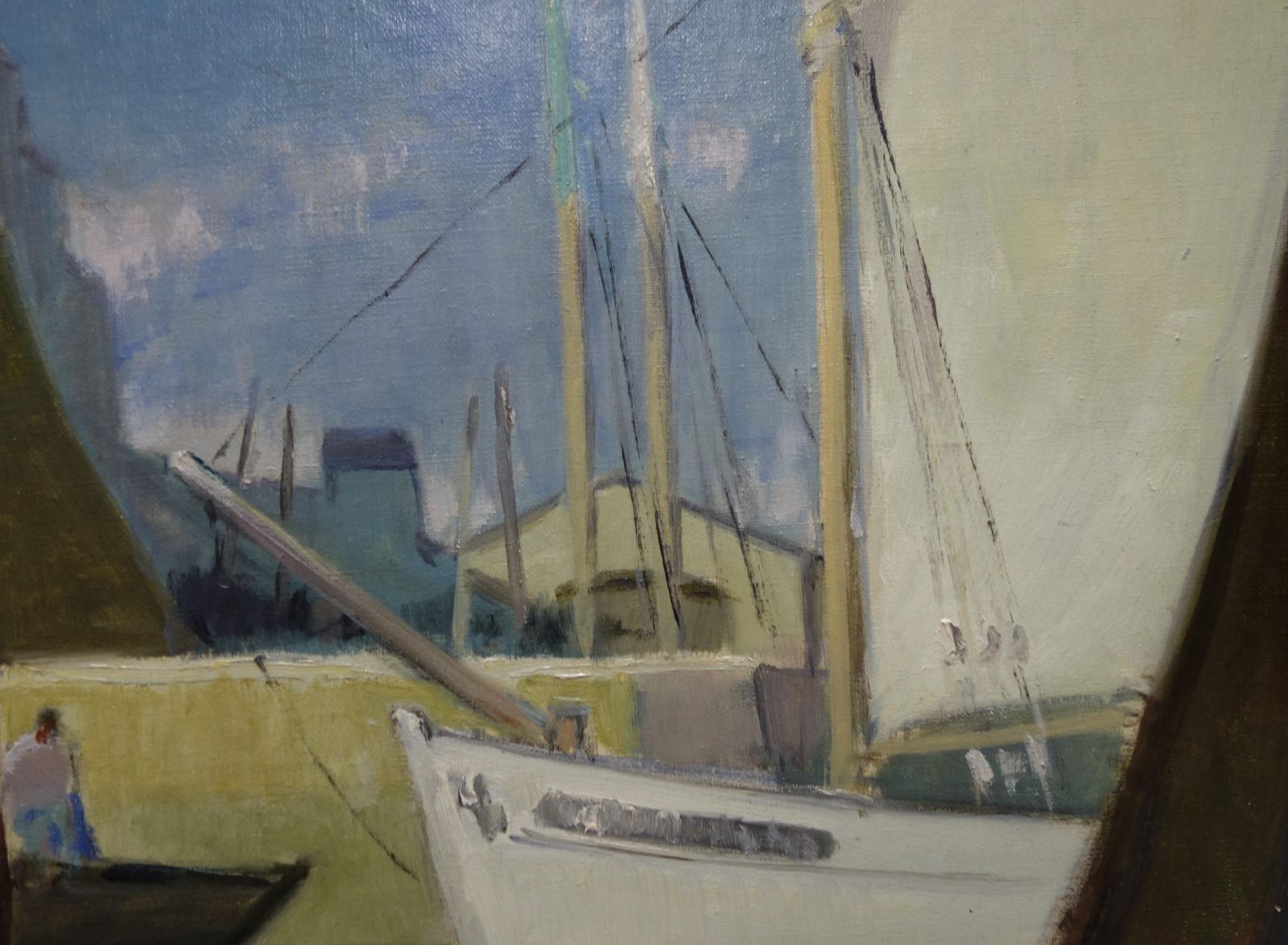 Henry Maurice Cahoursboat, Port, France "L'arrivée Au Port" Douarnenez" Oil Cm.73 X 60  19221922 photo Art