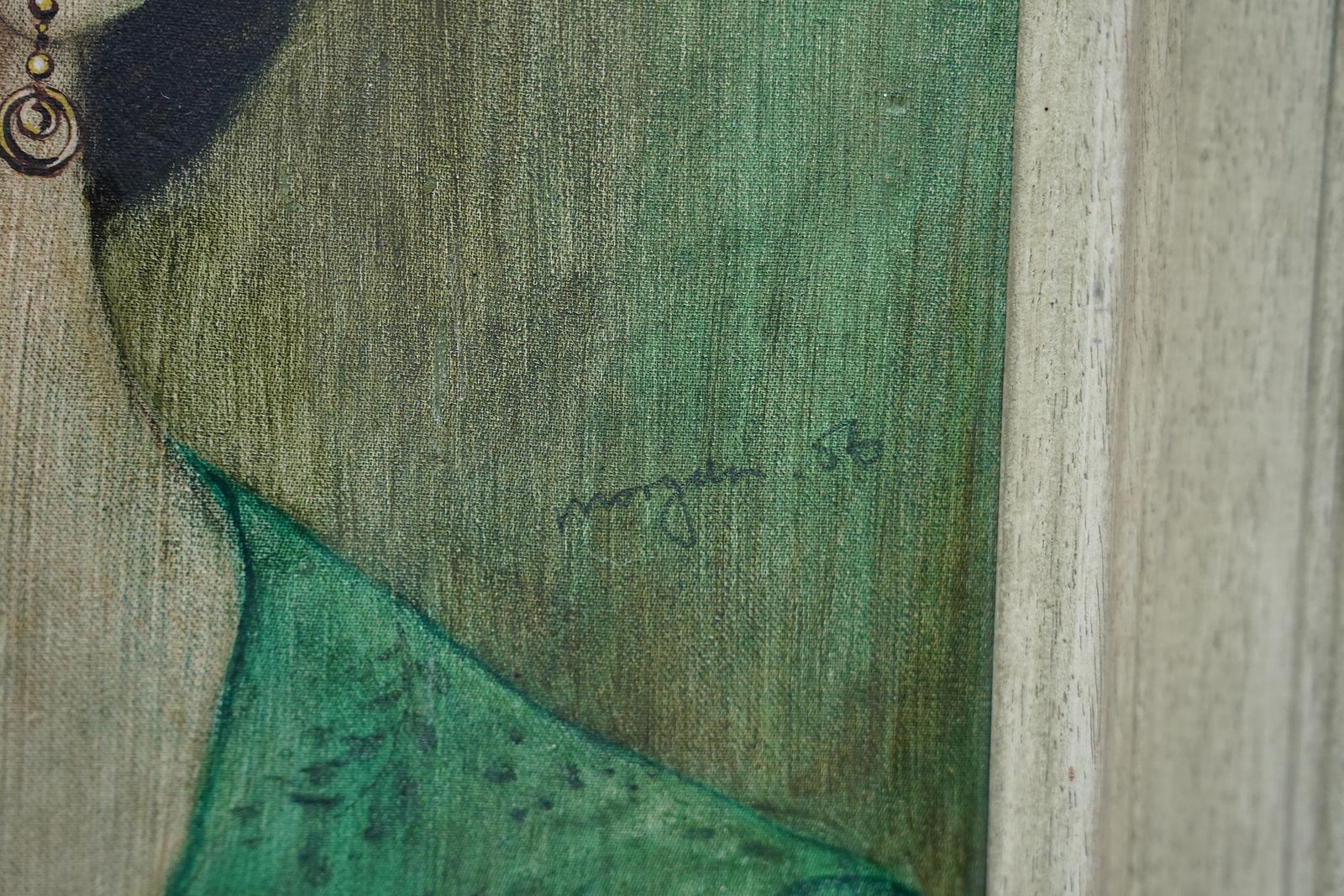 Glyn Morganportrait Of Lady In Green   Welsh Post Impressionist 50s Art Oil Painting1956 photo buy