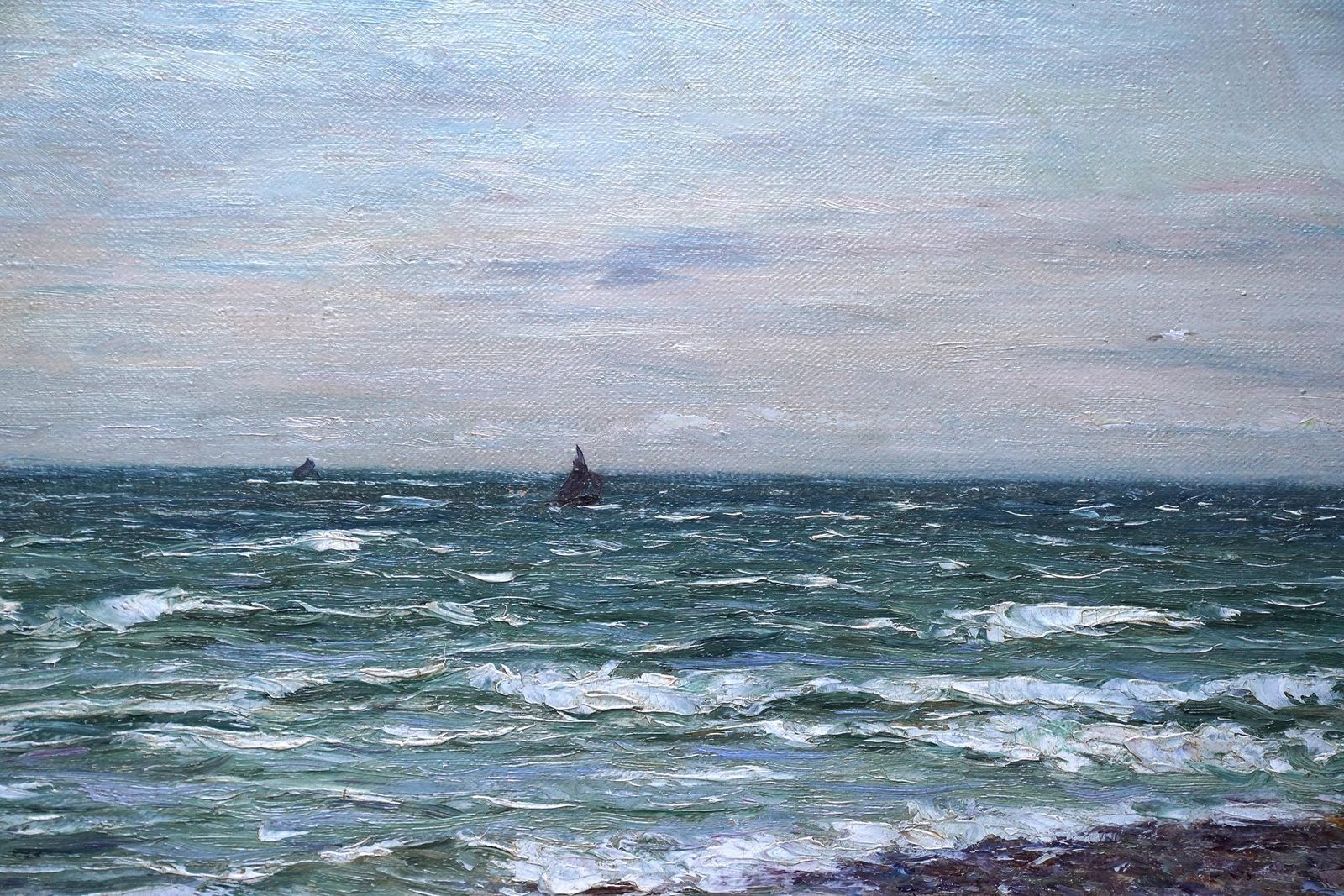 Joseph Hendersoncoastal Seascape With Children   Scottish Victorian Figurative Art Oil Paintingcirca 1880 photo for sale