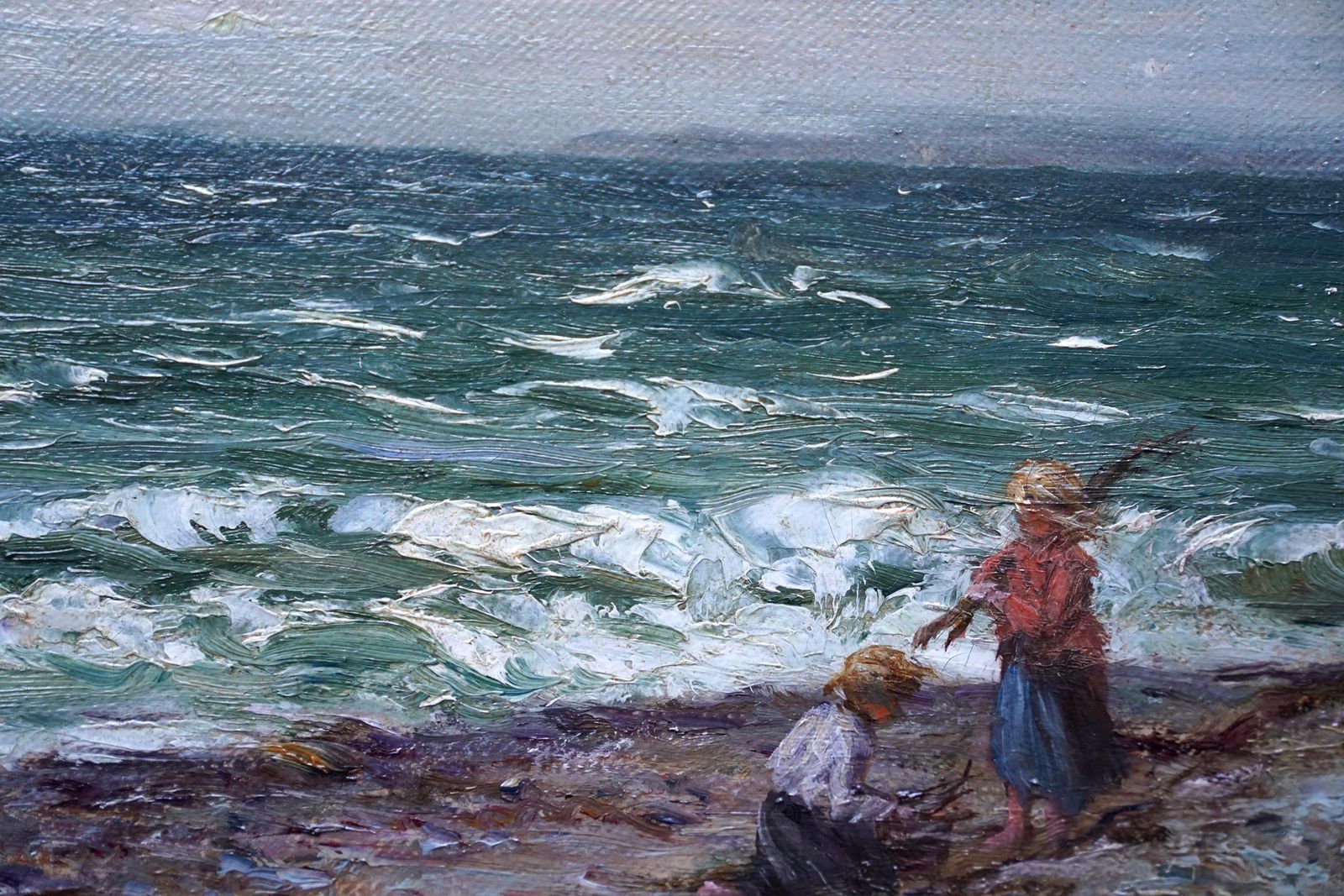 Joseph Hendersoncoastal Seascape With Children   Scottish Victorian Figurative Art Oil Paintingcirca 1880 photo 7135.0