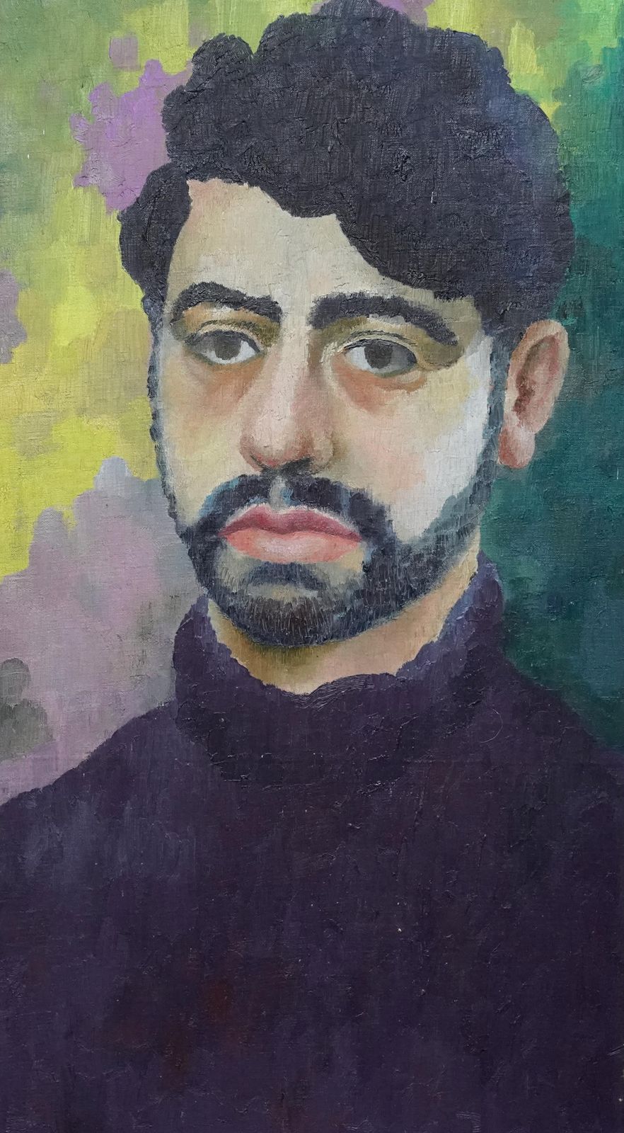 Art Glyn Morganself Portrait Of Artist   Welsh Post Impressionist 1960's Art Oil Paintingcirca 1960 photo