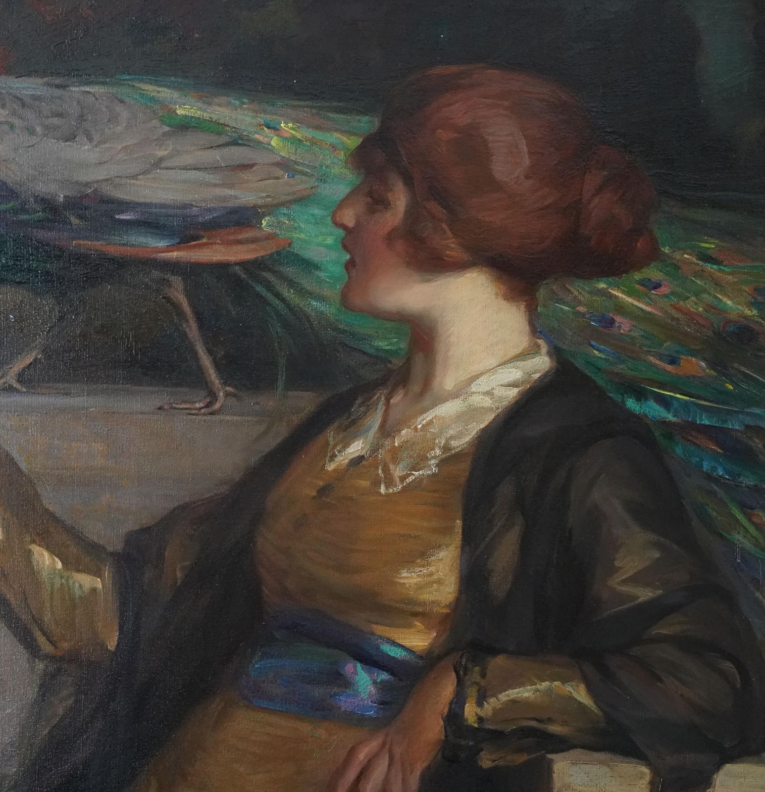 Robert Hopethe Golden Apple   British Rsa Exh Art Female Portrait Oil Painting Peacock Bird1919 photo 79543.0