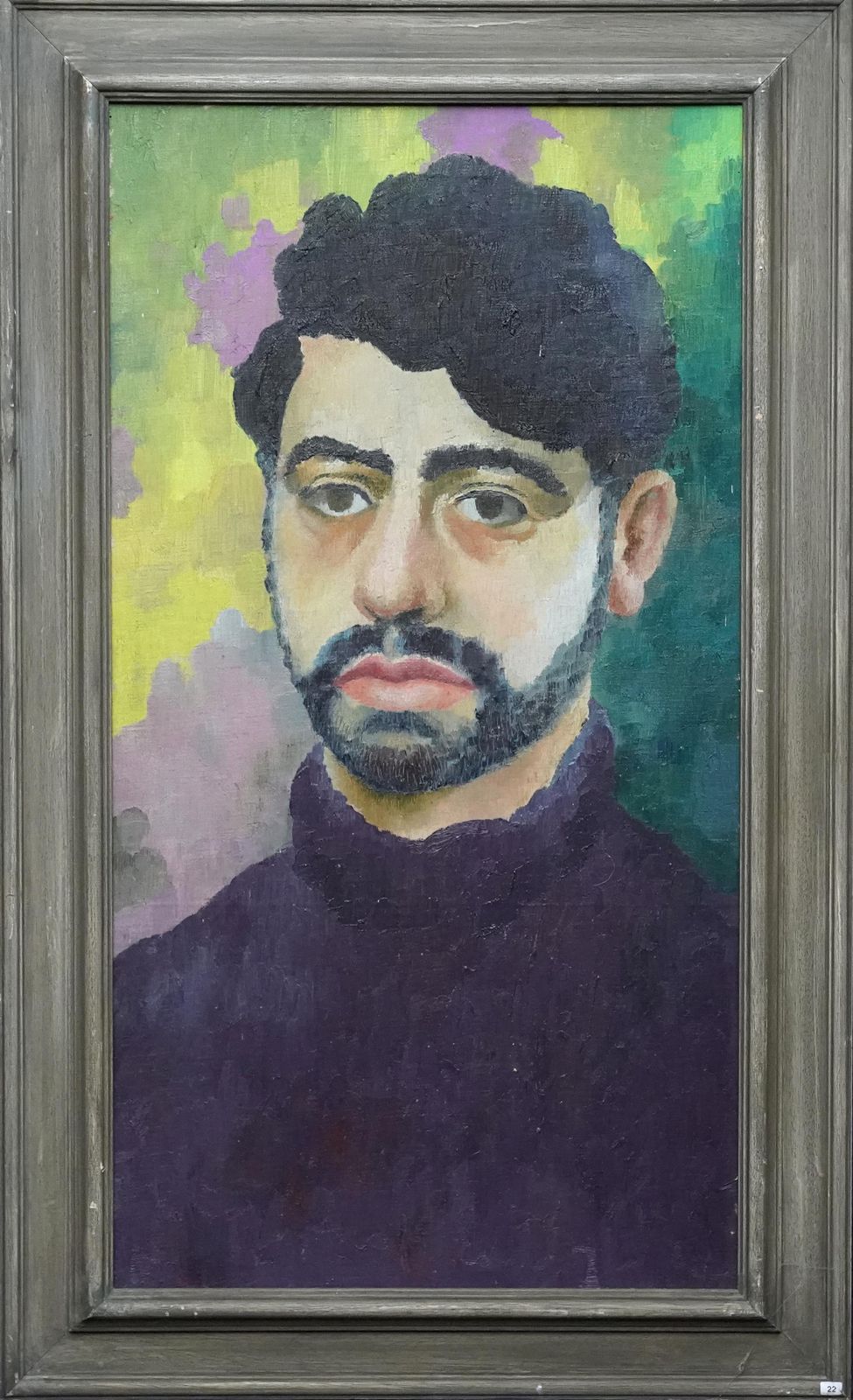 8664.0 Glyn Morganself Portrait Of Artist   Welsh Post Impressionist 1960's Art Oil Paintingcirca 1960 photo