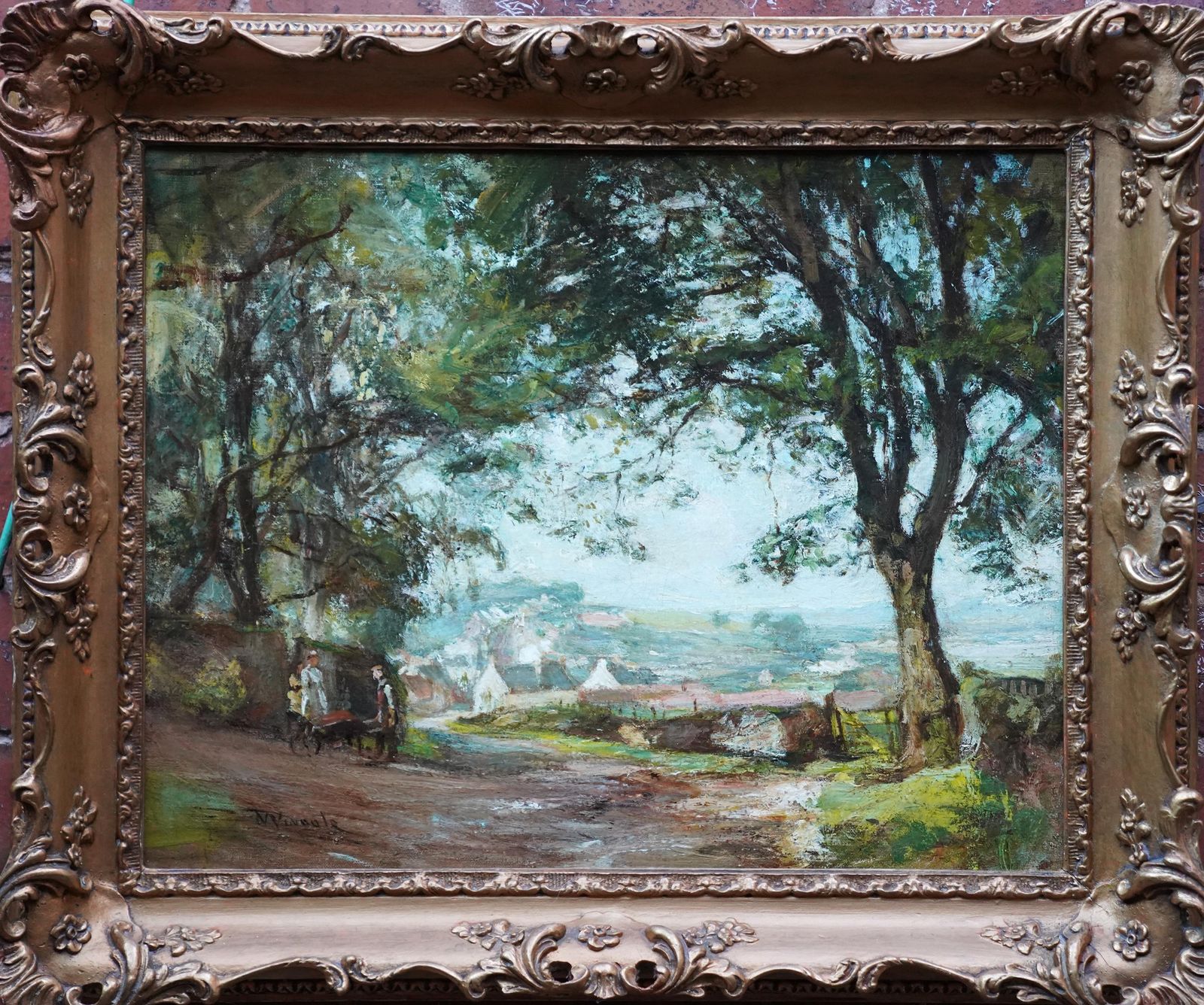 Art Charles Lawton Wingatelandscape With Village   Scottish Edwardian Impressionist Art Oil Paintingcirca 1910 photo
