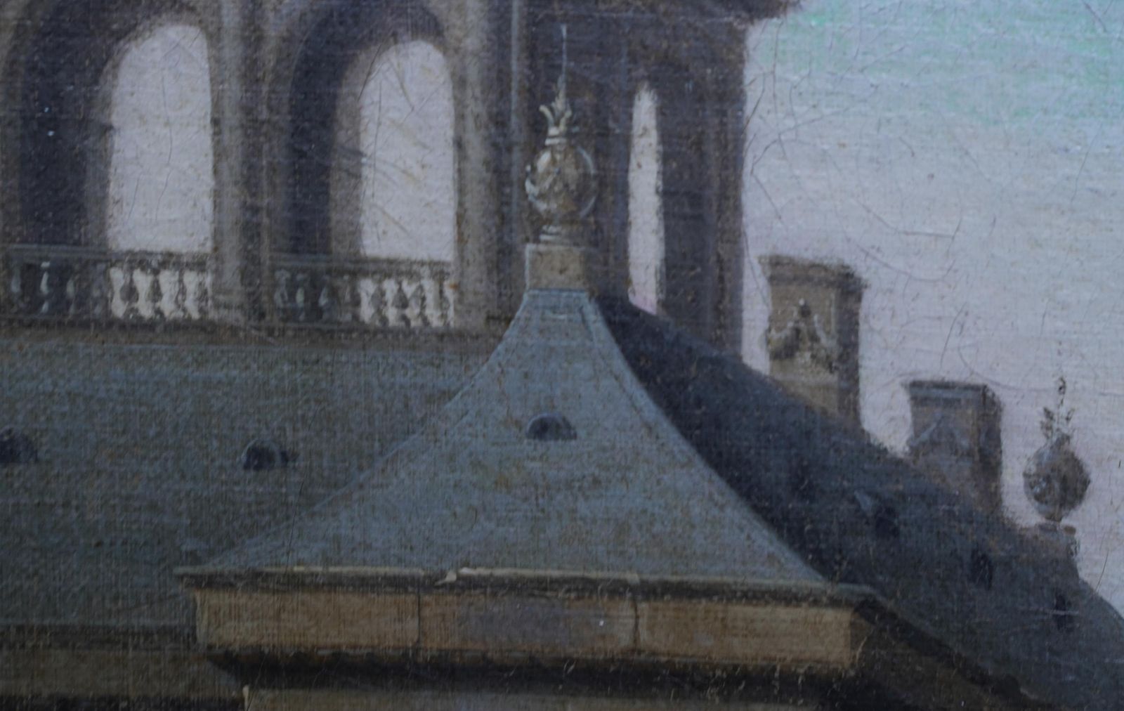 Italian Harbour With Figures On Quay   Italian 18thc Art Marine Oil Paintingcirca 1700 photo buy