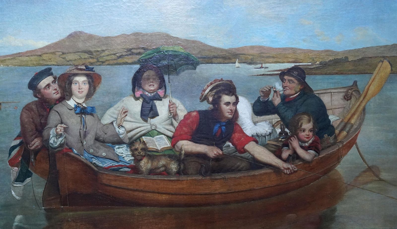 The Boating Party   British Victorian Figurative Landscape Art Oil Paintingcirca 1845 photo for sale