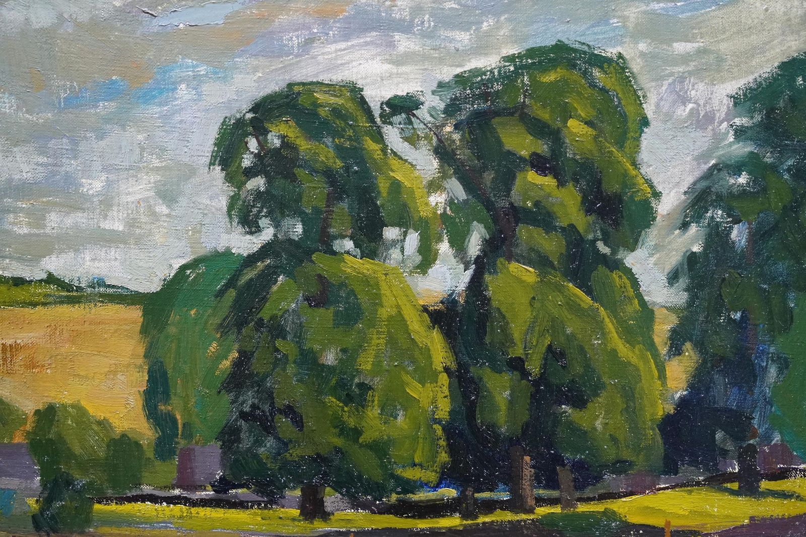 Peter Fieldwiltshire Landscape   British 1950's Post Impressionist Art Oil Paintingcirca 1950 photo Art