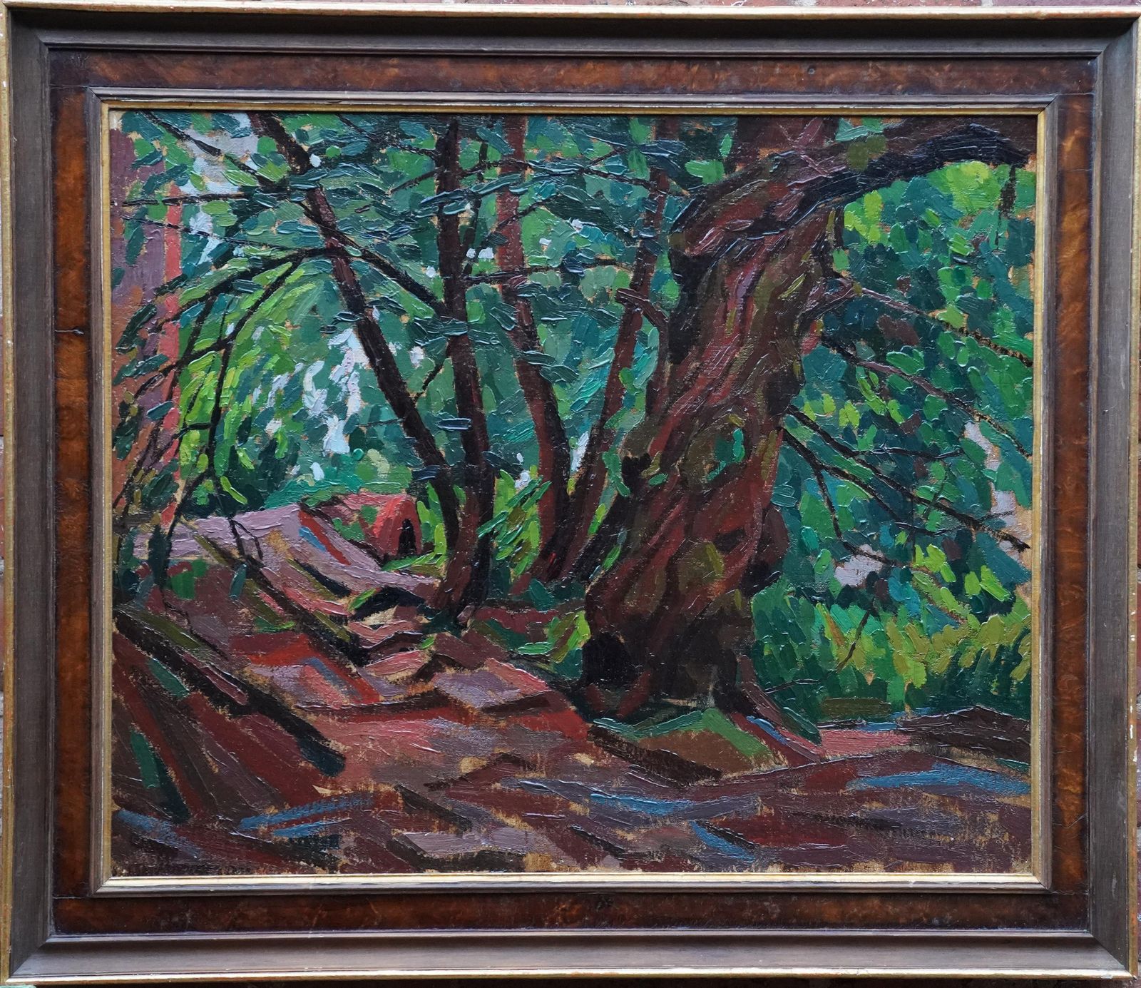 Peter Fieldwooded Landscape   British Post Impressionist 50's Art Oil Paintingcirca 1950