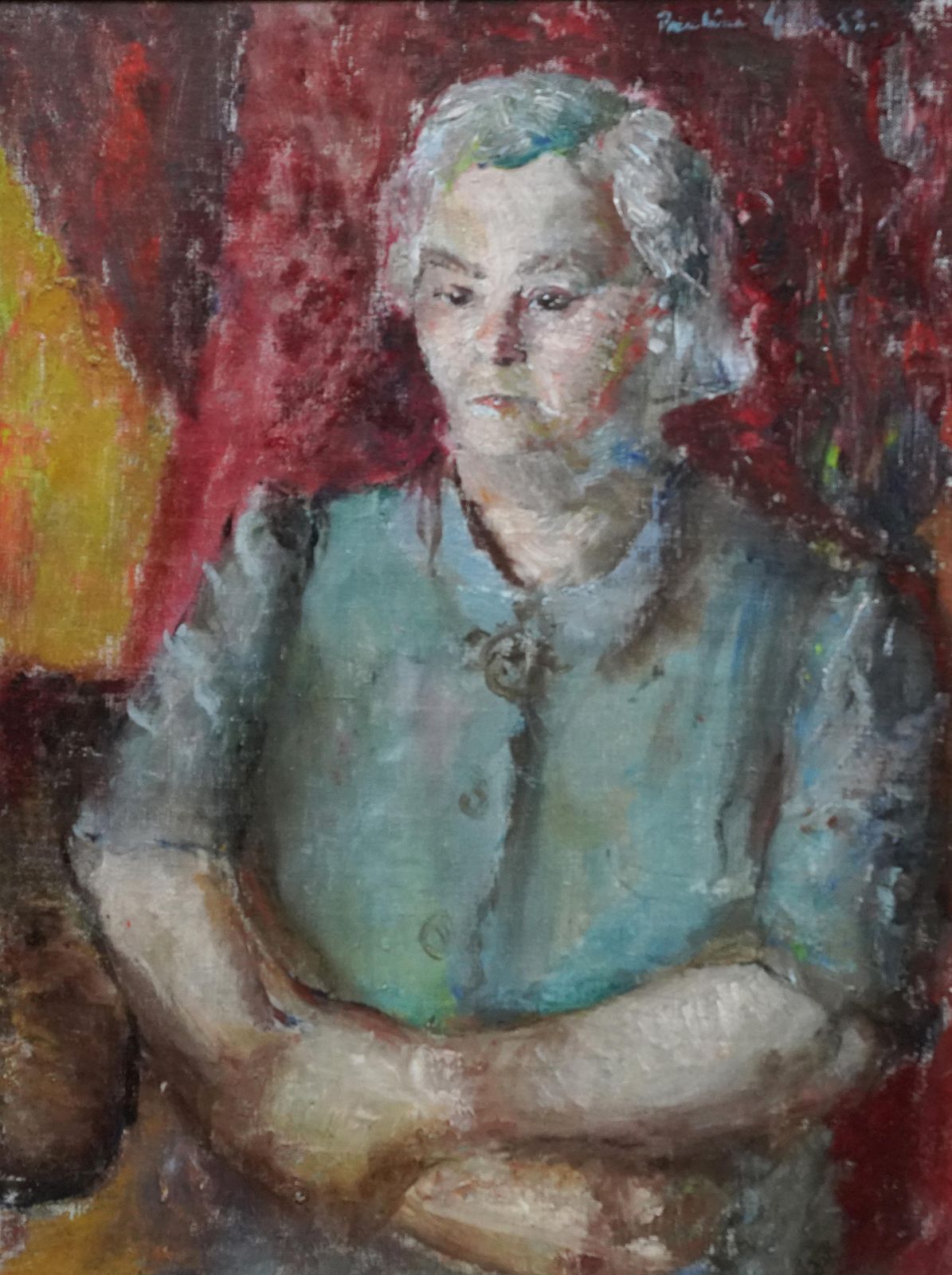 photo for sale Pauline Glassportrait Of A Lady   British Post Impressionist Exh 1950's Art Oil Painting1954