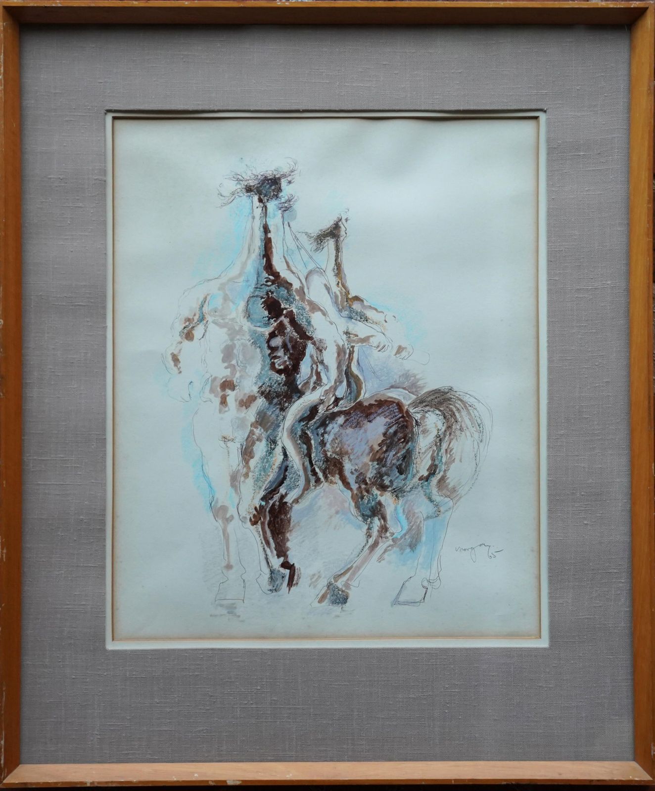 photo for sale Glyn Morganachilles And Centaur   Welsh Greek Mythology Art 1965 Water Colour Painting1965