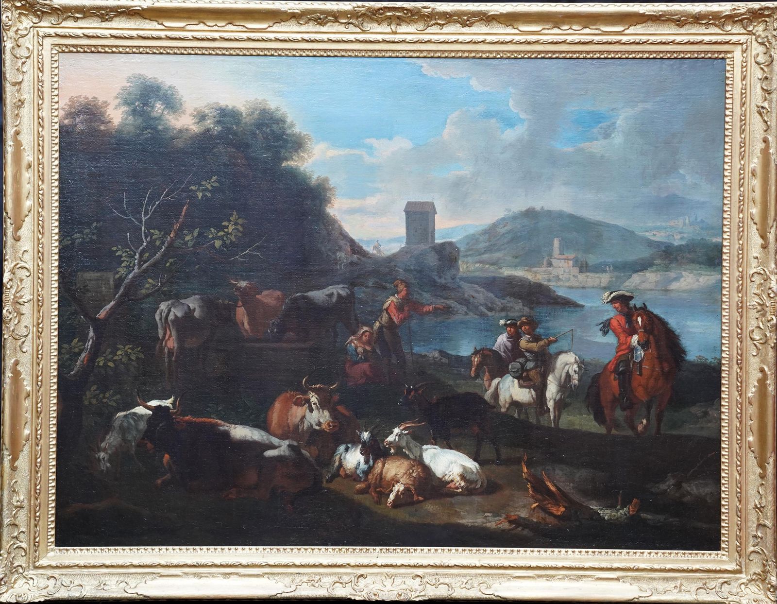14278.0 Shepherd With Animals And Riders In A Landscape   Dutch 17thc Art Oil Paintingcirca 1635 photo