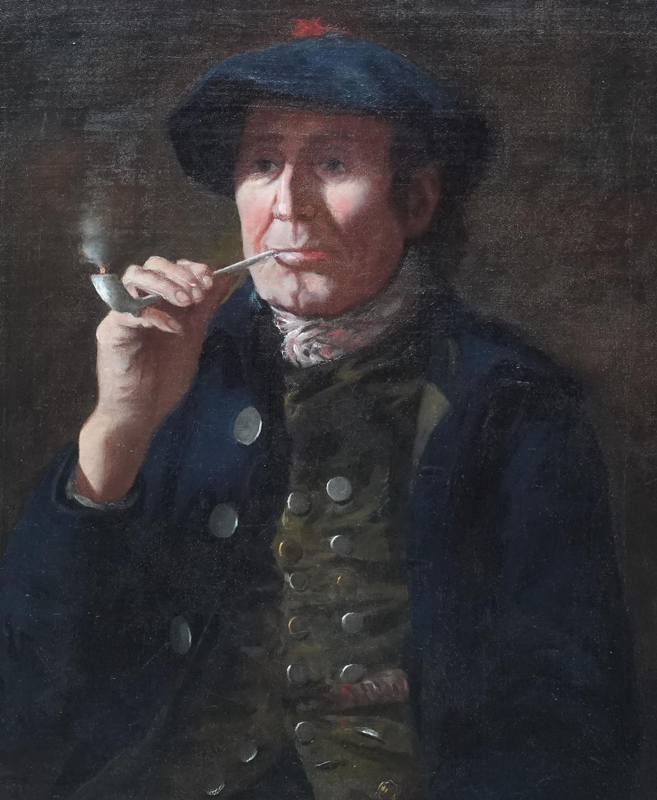 Unknownportrait Of Scottish Gentleman With Clay Pipe   18th Century Art Oil Paintingcirca 1700 photo for sale