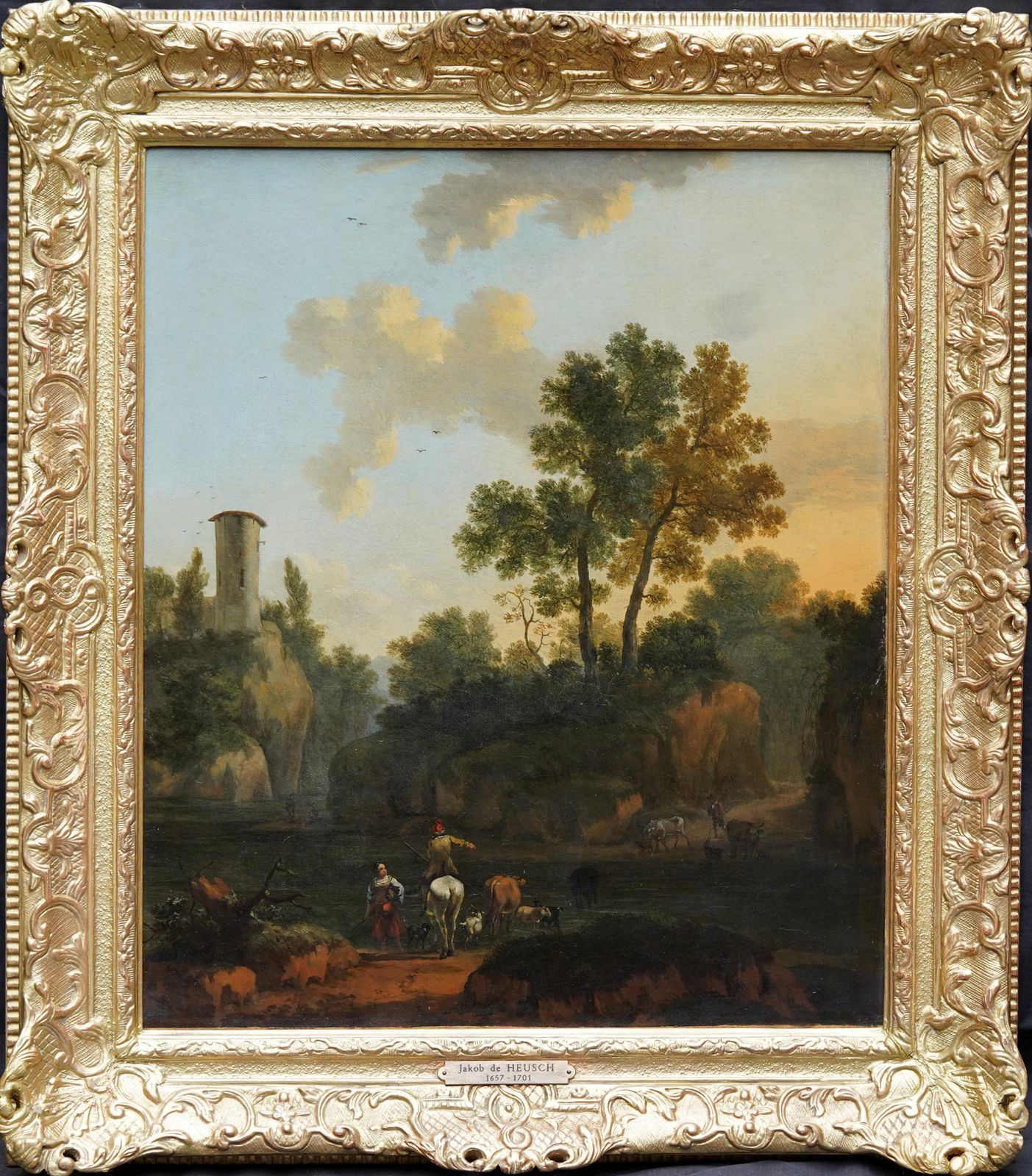 photo vinterior Abraham Jansz Begeynwooded Figurative River Landscape   Dutch 17thc Golden Age Art Oil Paintingcirca 1640