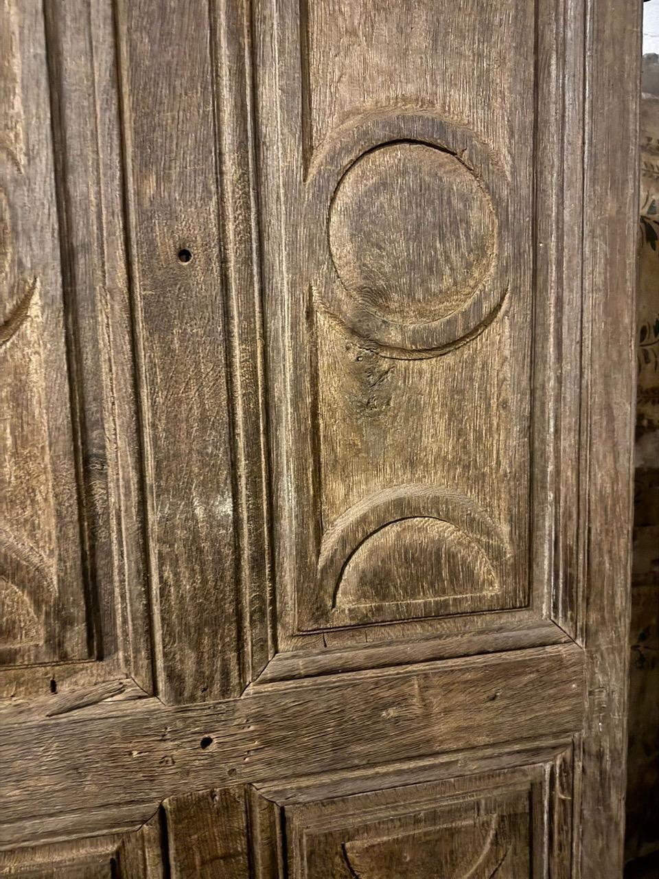 No. 3 One Hung Oak Doors With Carved Panels, Italy photo for sale
