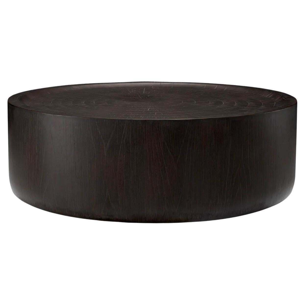 Small Round Coffee Table In Dark Brown Fiber Reinforced Concrete
