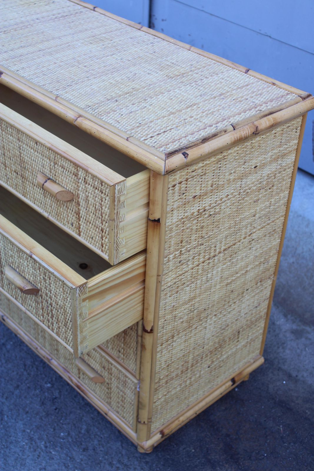 Italian Bamboo Chest Of Drawers With Drawers 1970 photo vintage
