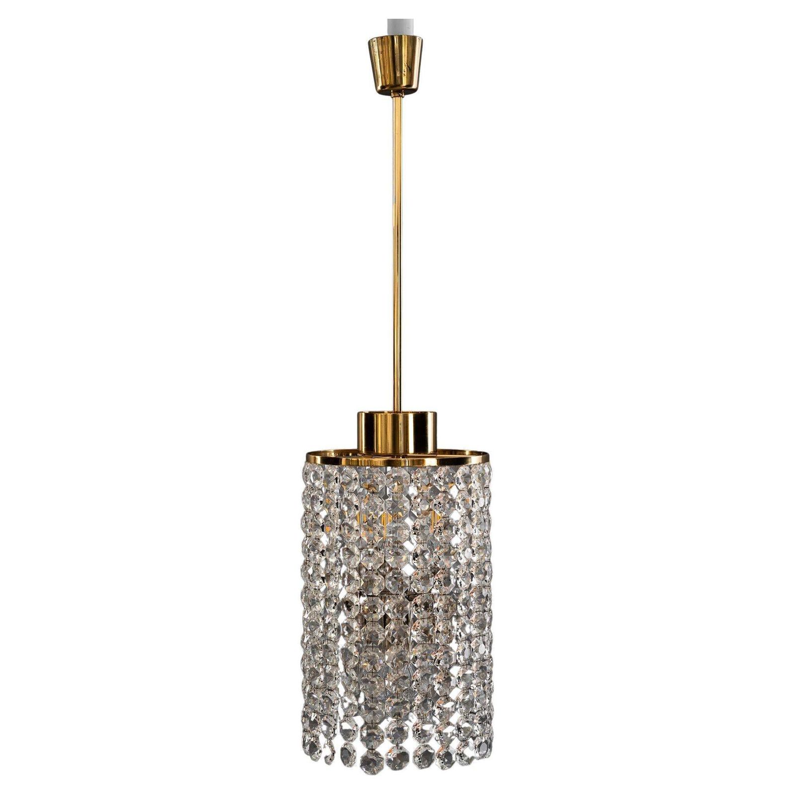Bakalowits Crystal And Brass Chandelier Vienna Around 1950s