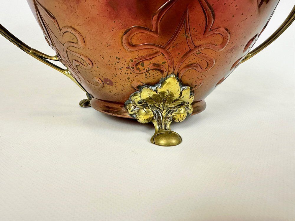 Large Art Nouveau Copper And Brass Champagne Cooler Bowl From Wmf, 1900s photo Home Decor