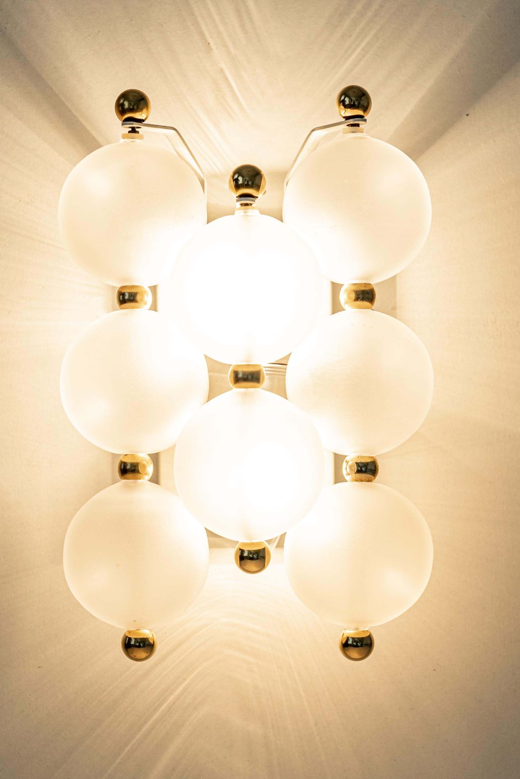 Pair Of Large Frosted Glass Wall Light By Kinkeldey, Germany, 1970s photo vintage