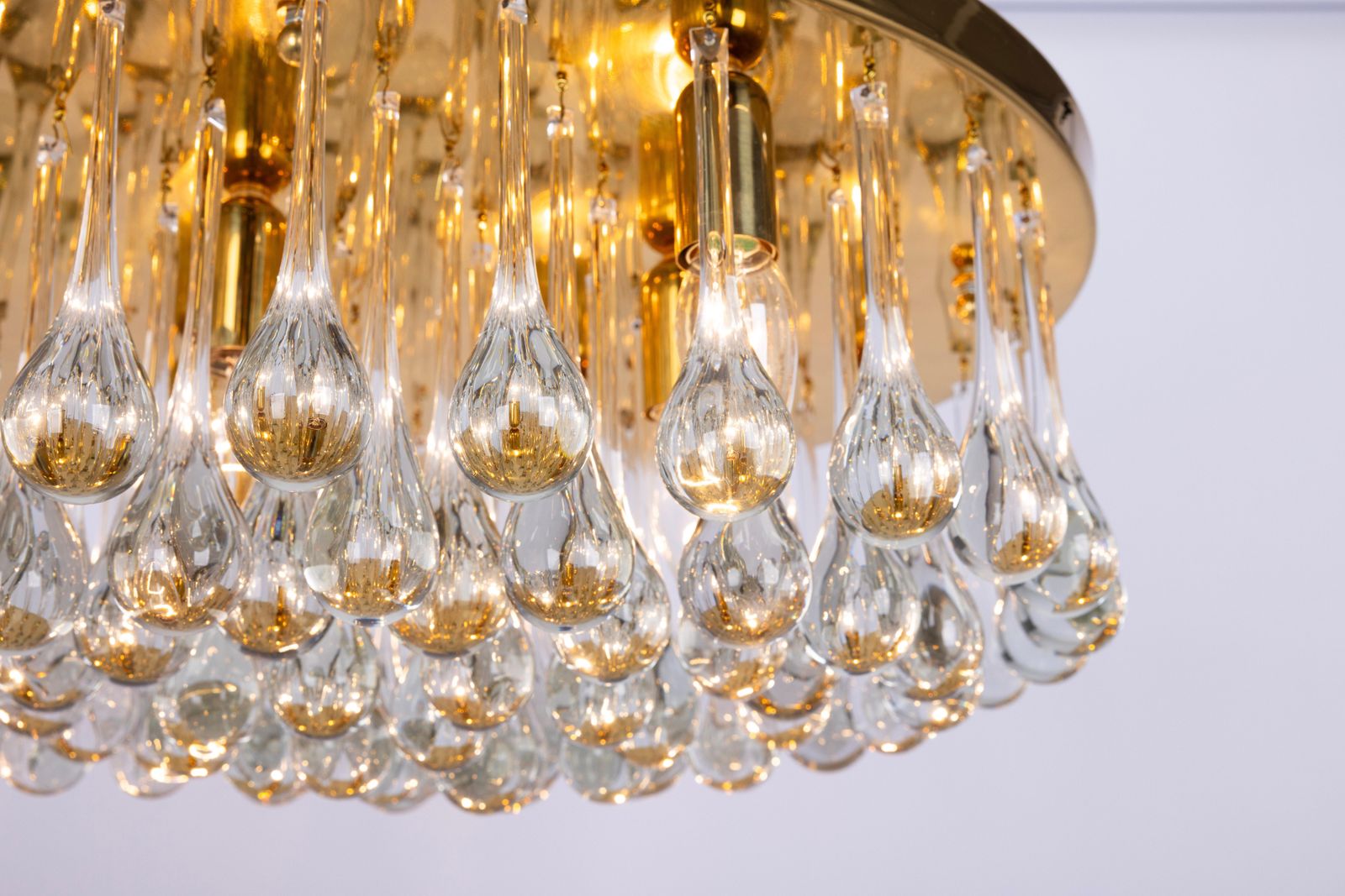Large Murano Glass Tear Drop Chandelier By C.Palme, Germany, 1970s photo Lighting