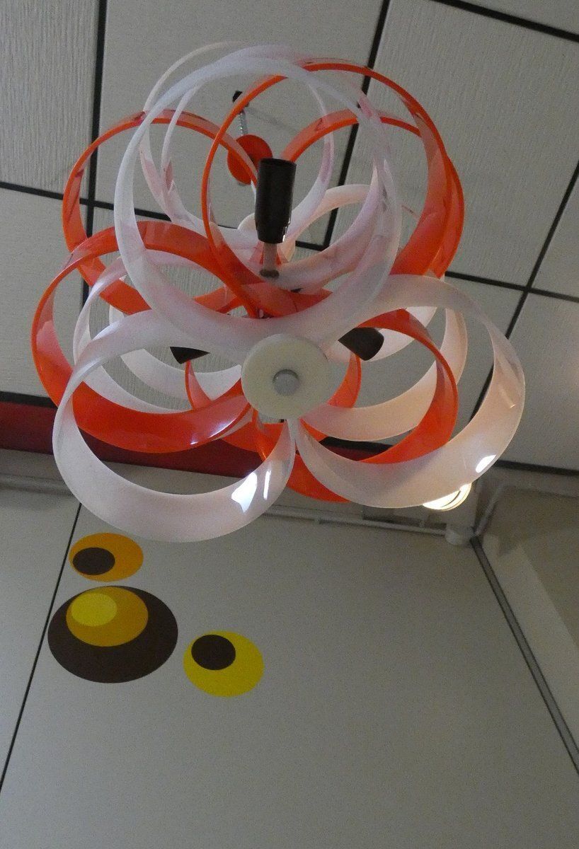 Orange And White Acrylic Glass Pendant Lamp From Stilux Milano, 1960s photo vintage