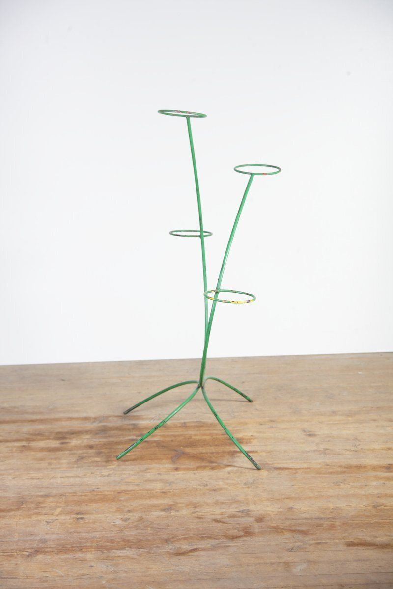 Mid Century Groene Stalen Bloemenrek, Jaren 1960 photo Woonaccessoires
