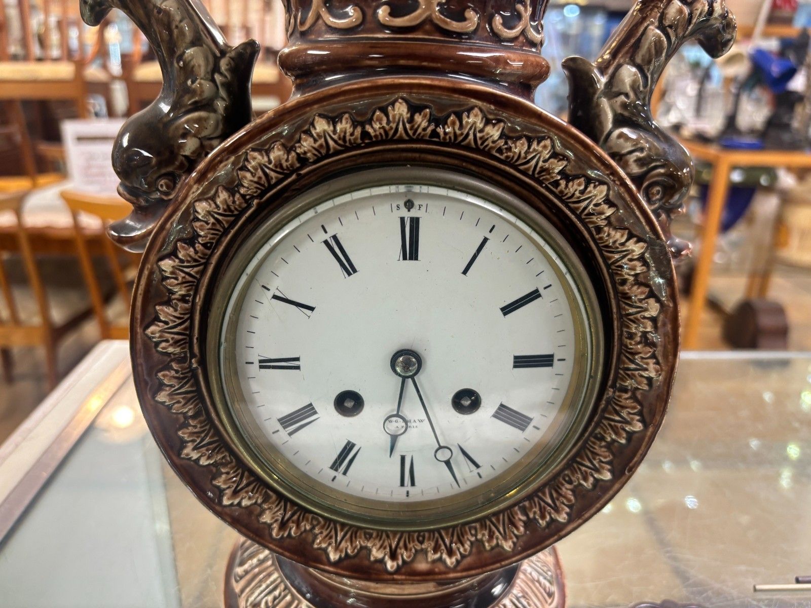 Rare Antique Majolica Case Clock With Japy Freres Movement By W.E.Shaw A.Paris photo Home Decor