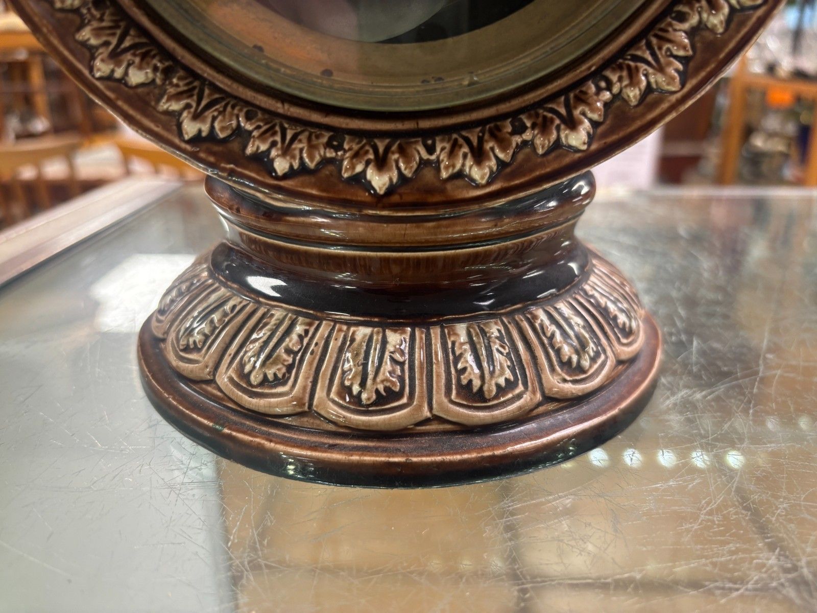 photo for sale Rare Antique Majolica Case Clock With Japy Freres Movement By W.E.Shaw A.Paris