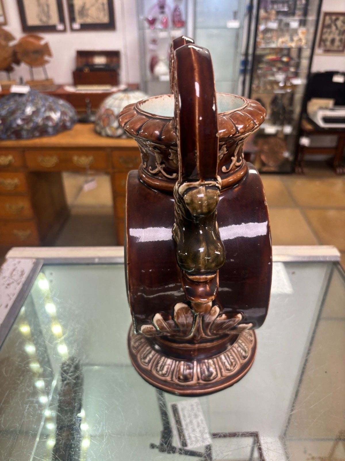 Home Decor Rare Antique Majolica Case Clock With Japy Freres Movement By W.E.Shaw A.Paris photo