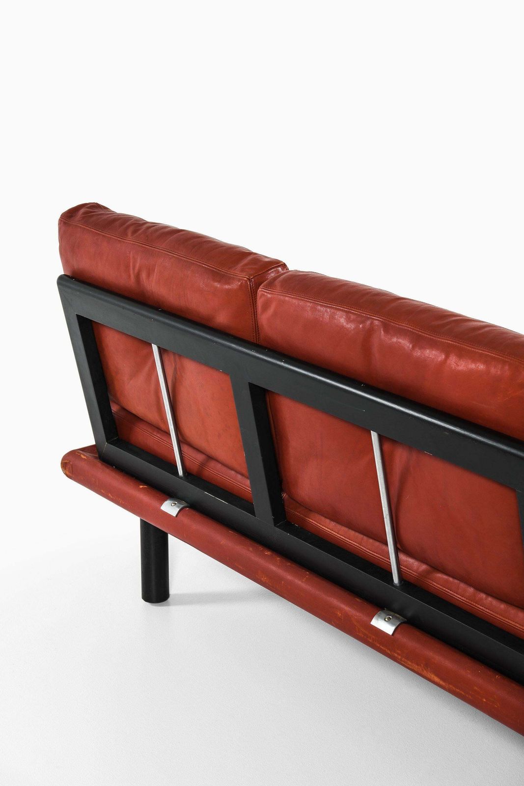 Large Sofa With Table In Leather And Lacquered Wood By Franz Köttgen, 1964 photo vintage