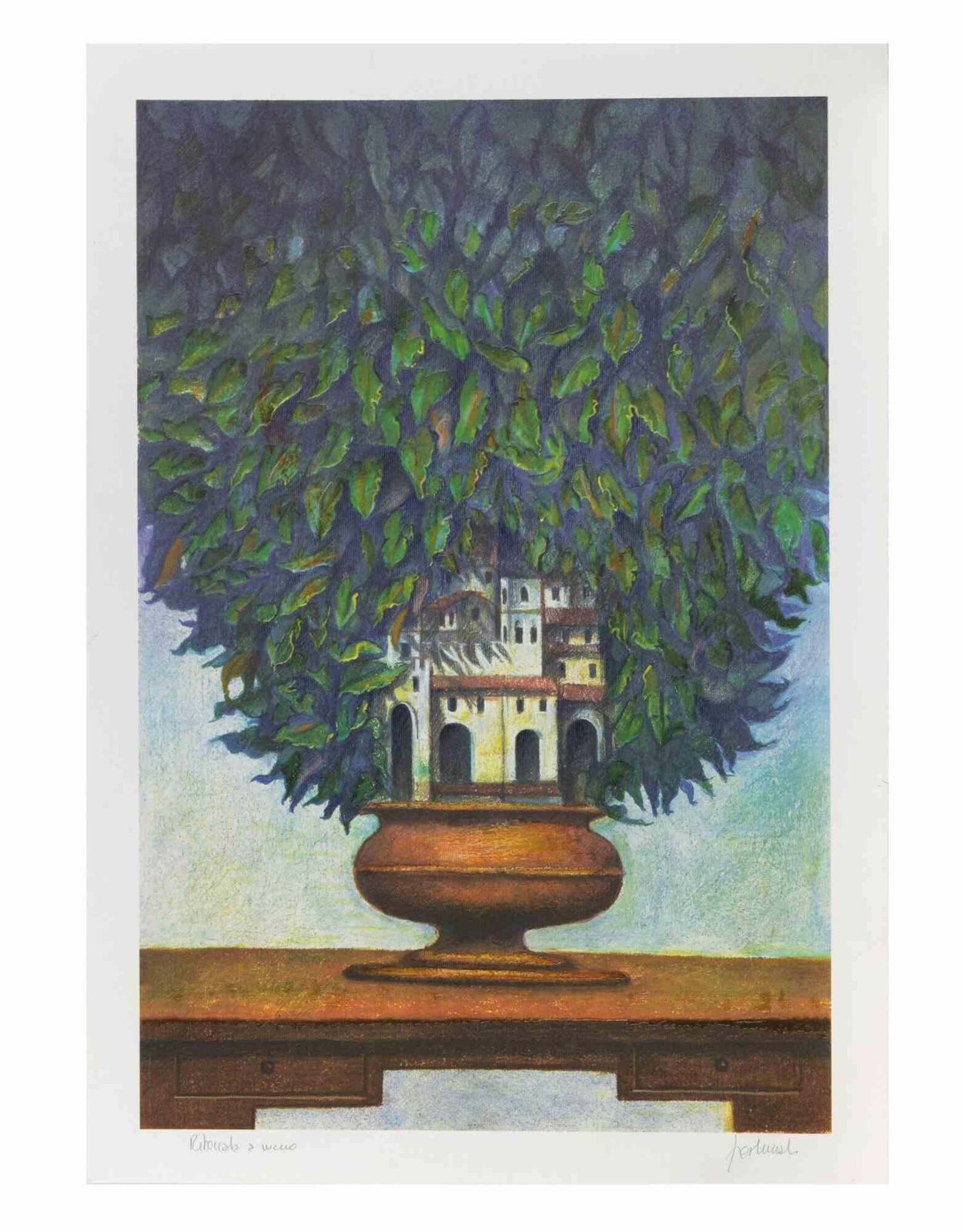 Franco Fortunatothe Garden City   Lithograph By Franco Fortunato   1990s1990s photo furniture
