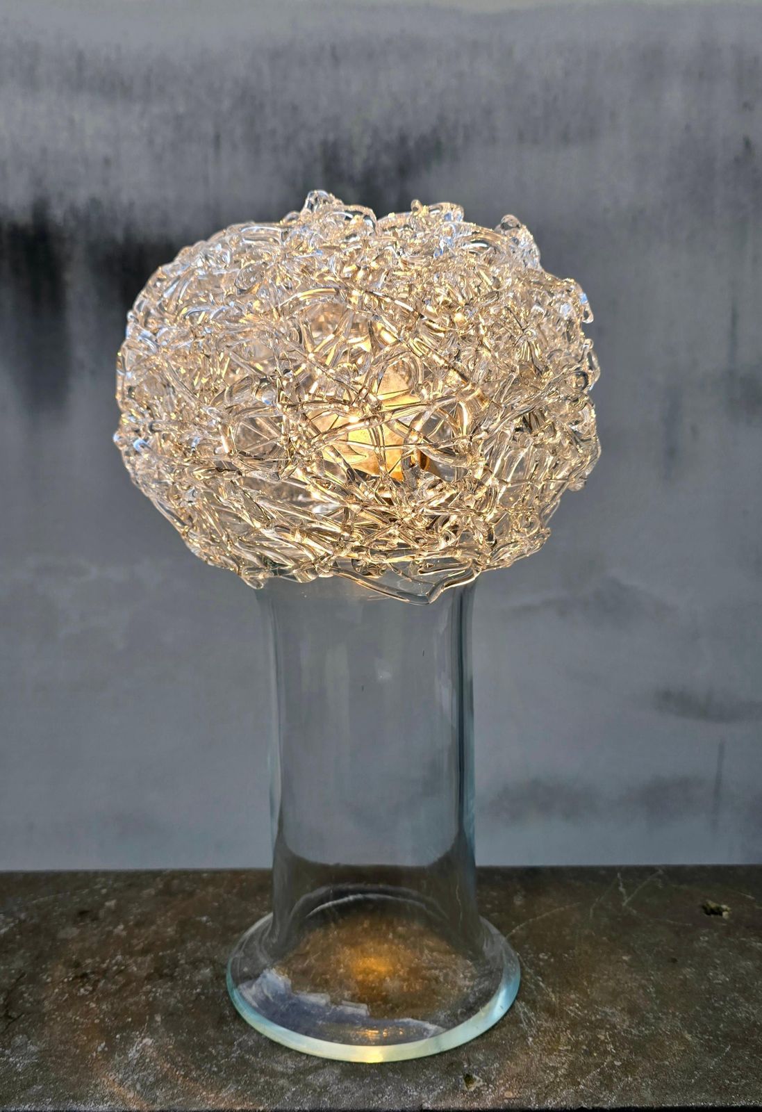 Claire Falkenstein For Salviati, Attributed Spun Glass Table Lamp, Italy, 1970s photo for sale
