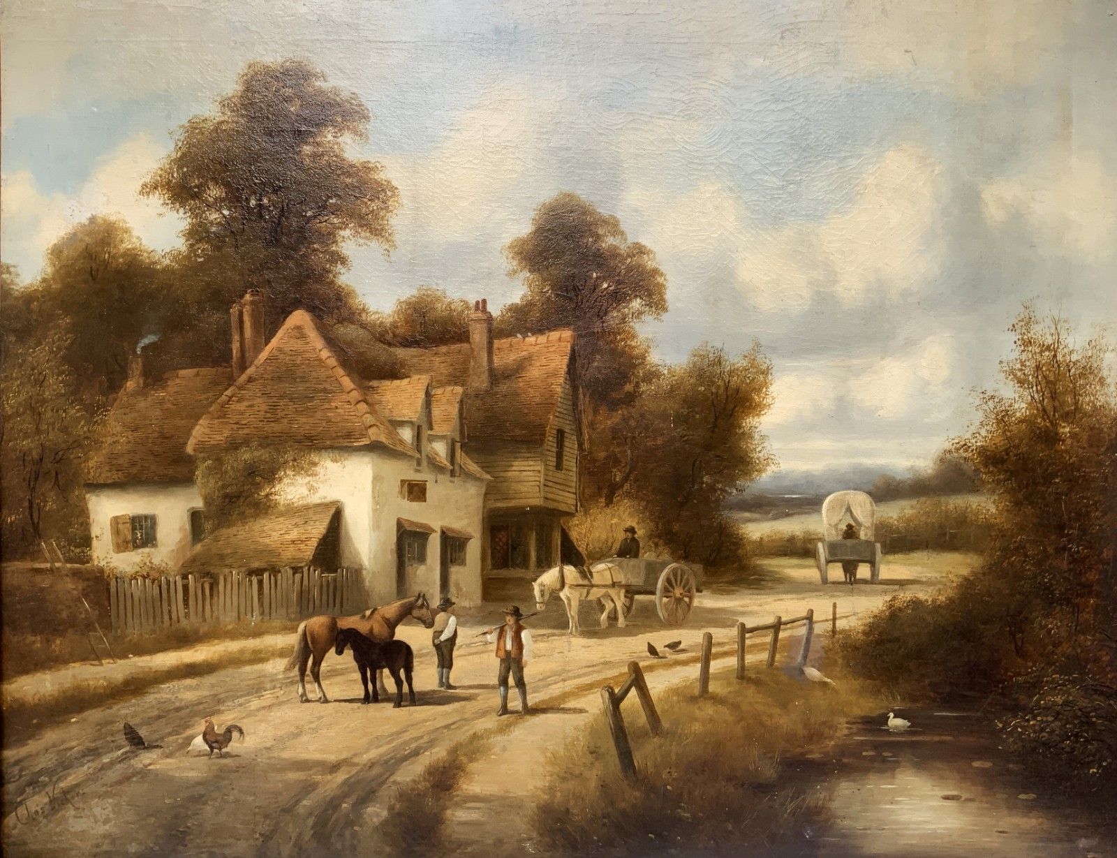 Charles Vickers (1821 1895) Large Beautiful Farming Landscape Oil Painting photo furniture