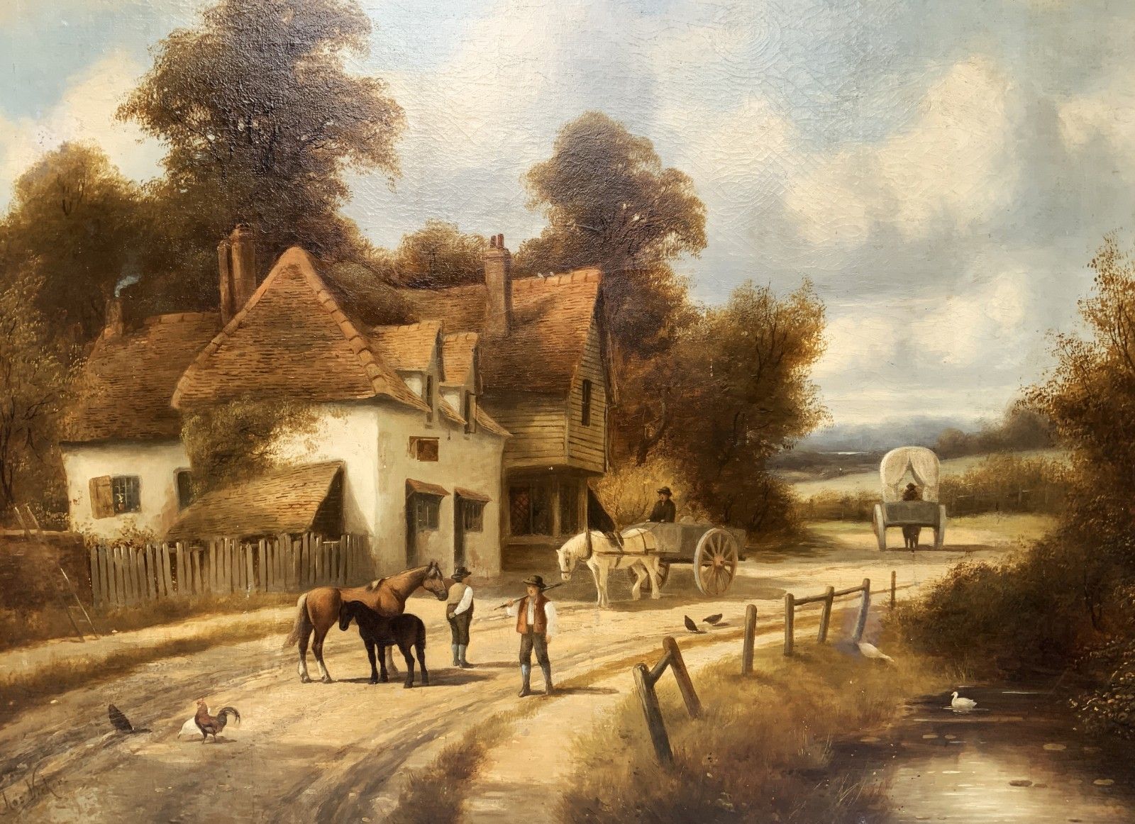 photo for sale Charles Vickers (1821 1895) Large Beautiful Farming Landscape Oil Painting