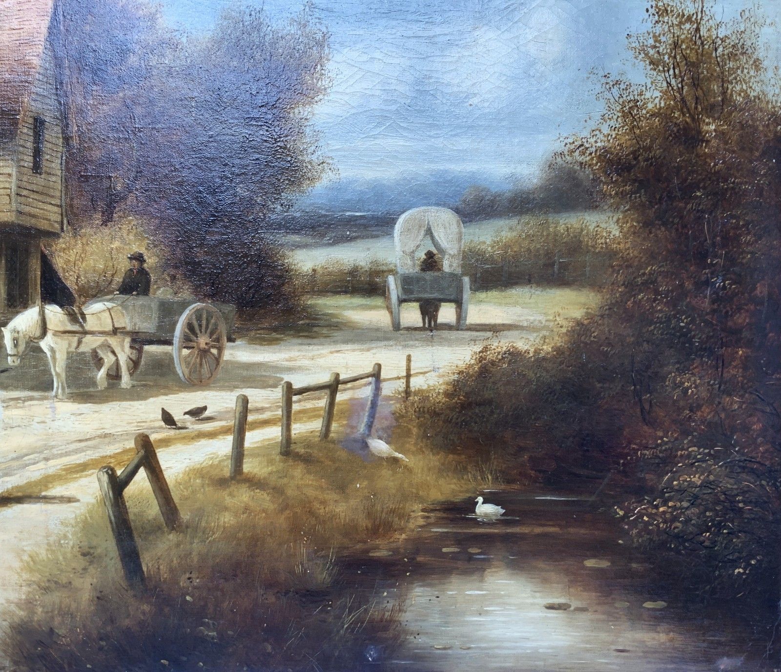 photo buy Charles Vickers (1821 1895) Large Beautiful Farming Landscape Oil Painting