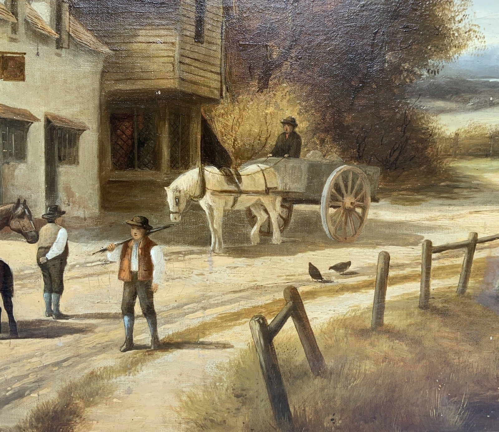 photo vintage Charles Vickers (1821 1895) Large Beautiful Farming Landscape Oil Painting