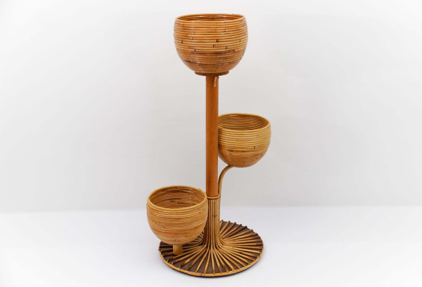 Italian Bamboo And Rattan Flower Stand Or Plant Holder, 1950s photo Home Decor