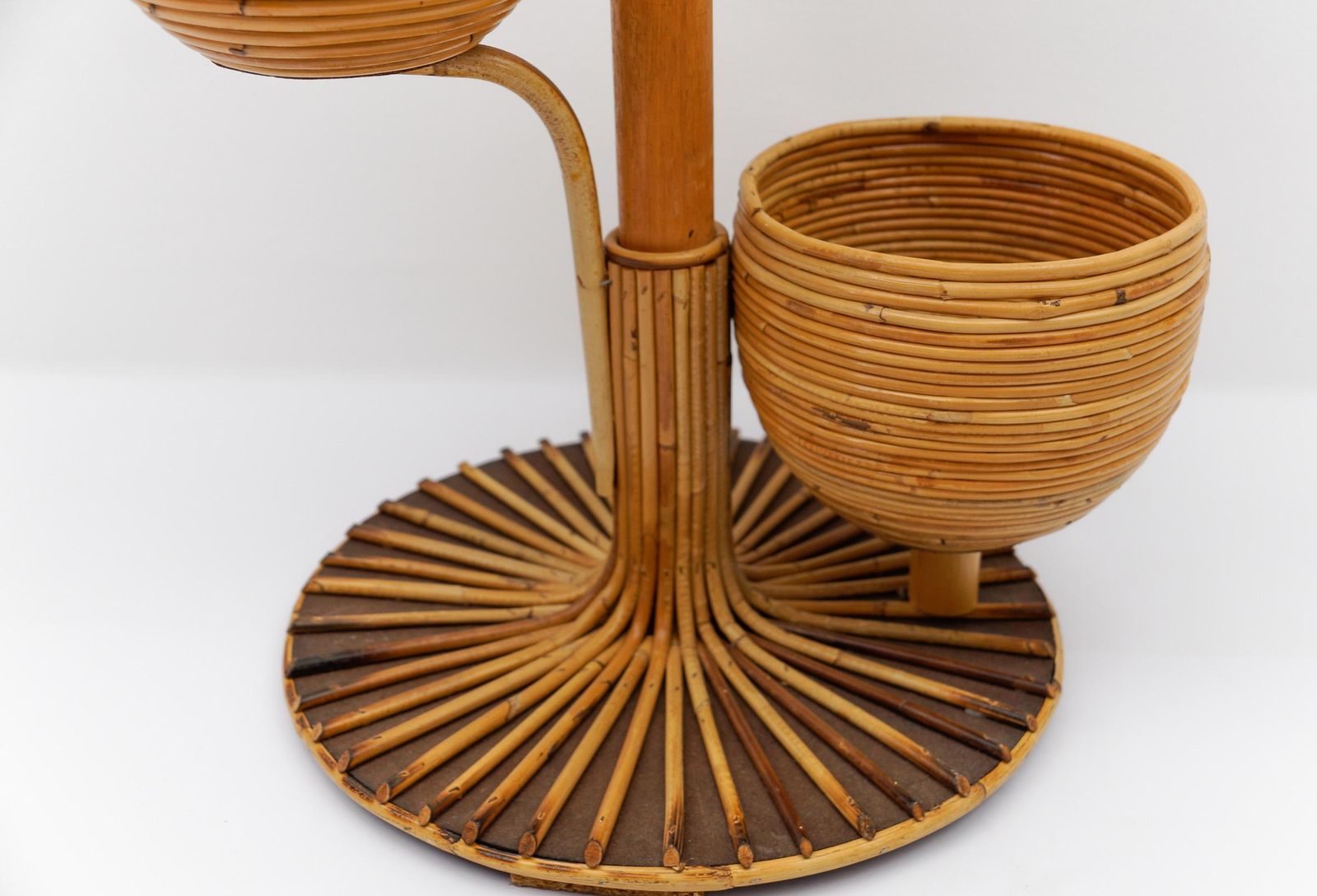 Italian Bamboo And Rattan Flower Stand Or Plant Holder, 1950s photo vinterior