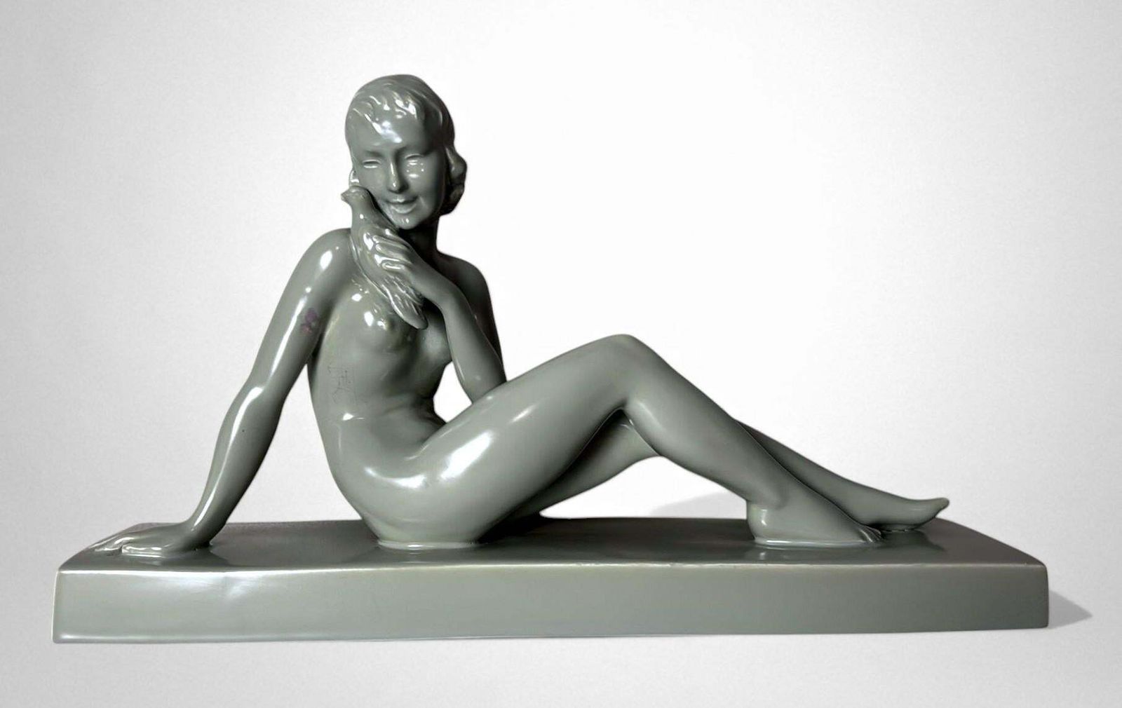 Art Deco, Saint Clement Style Ceramic Figure Of A Young Woman photo Art