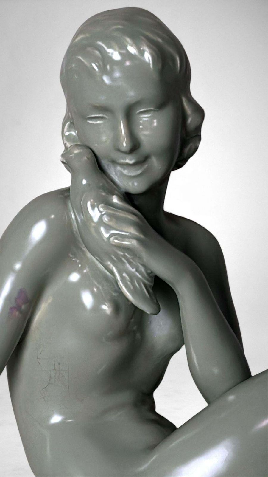 photo for sale Art Deco, Saint Clement Style Ceramic Figure Of A Young Woman