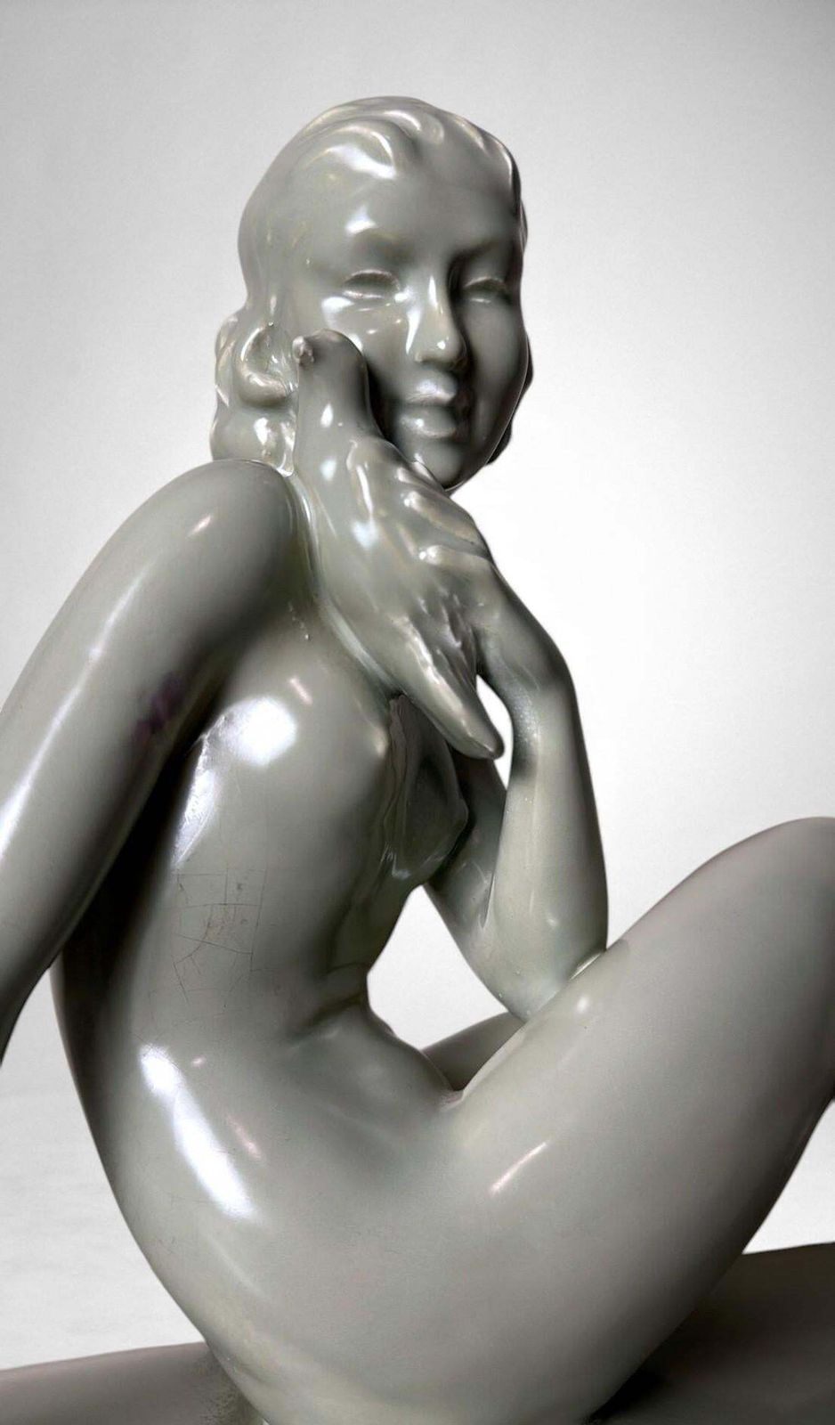 707.0 Art Deco, Saint Clement Style Ceramic Figure Of A Young Woman photo